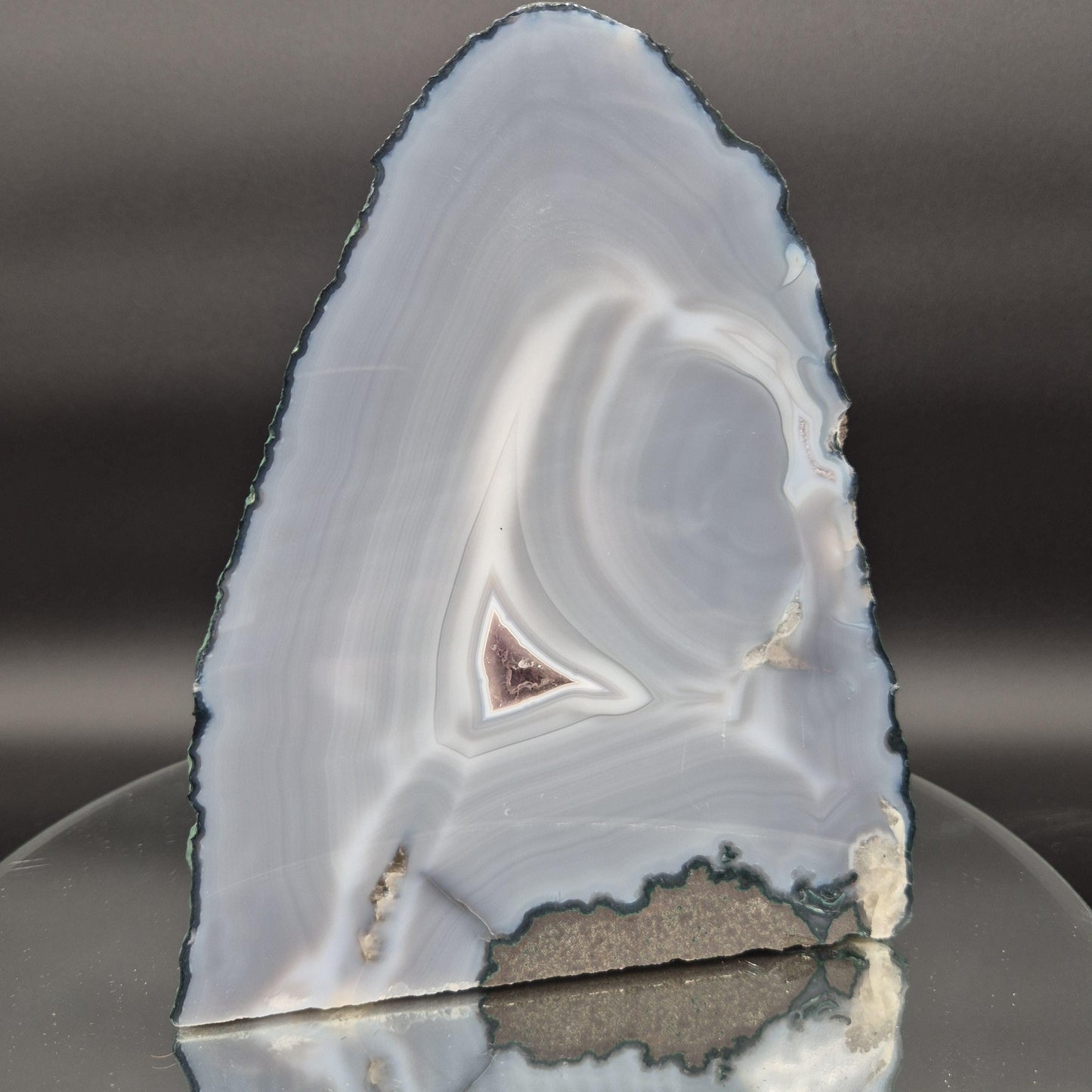 Amethyst with Blue Banded Agate Cut Base Brazil 8.5x7x3 7.56 lbs Crystal Hoarder