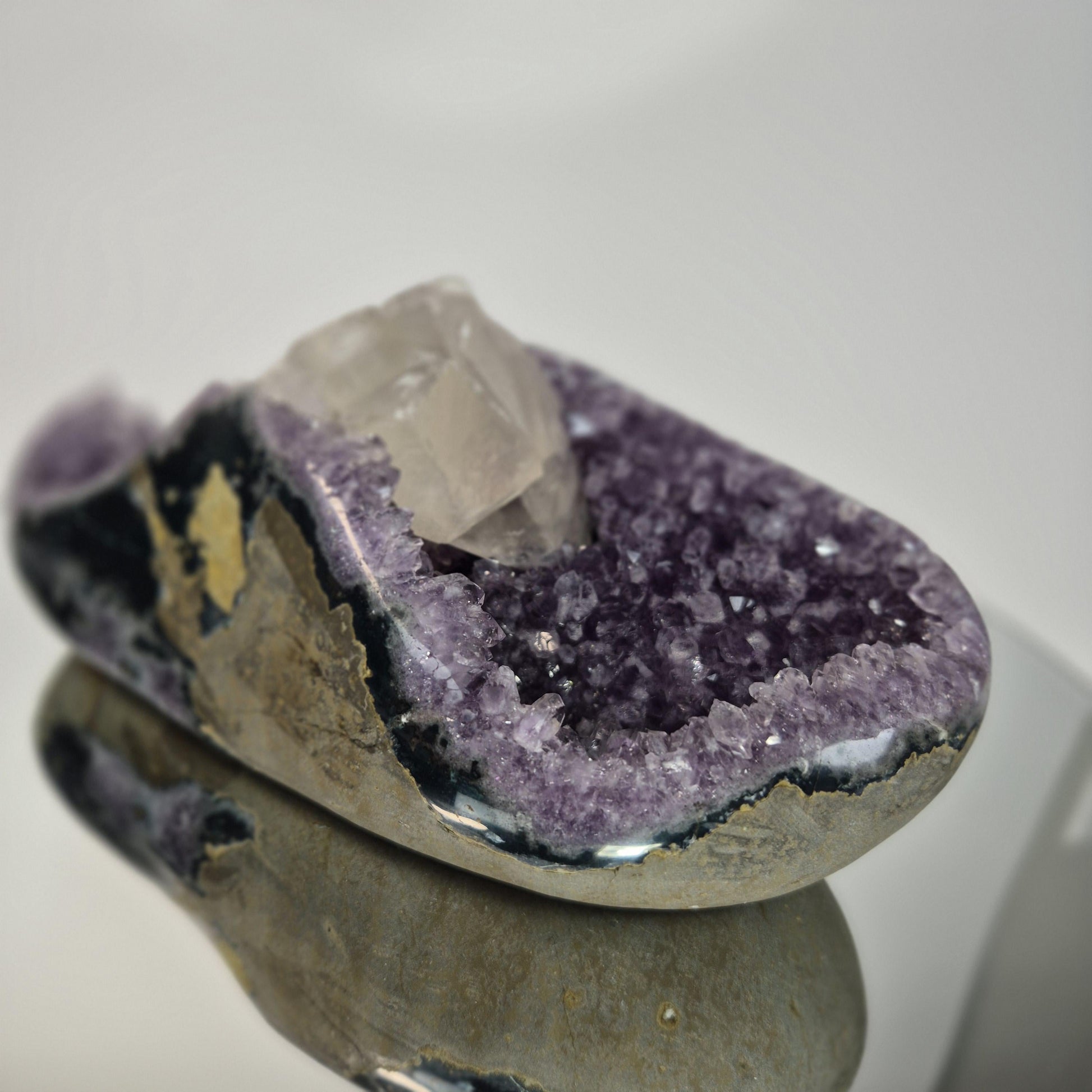 Super Rare Amethyst Boat formation with Calcite Bridge - 3.535 lbs One of a Kind Statement Crystal Specimen Crystal Hoarder