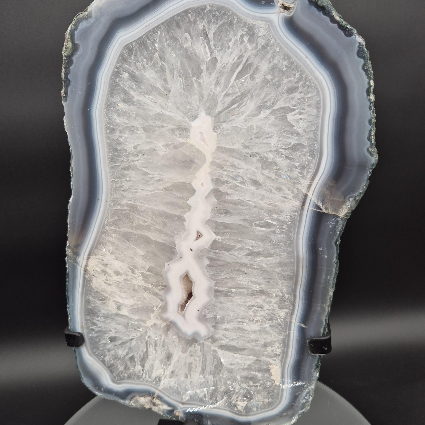 Polished Quartz Blue Banded Agate Backlit Slab Brazil 10.58 lbs 15x7x1.5 Large Statement Crystal Crystal Hoarder