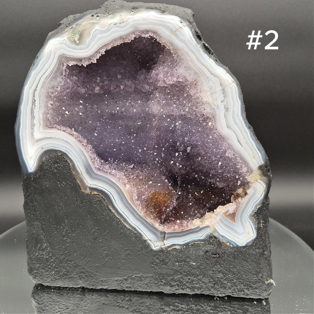 AAA+ Deep Galaxy Amethyst Cathedral Blue Banded Agate Brazil Choose Your Piece 11.48 lbs or 10.17 lbs Crystal Hoarder