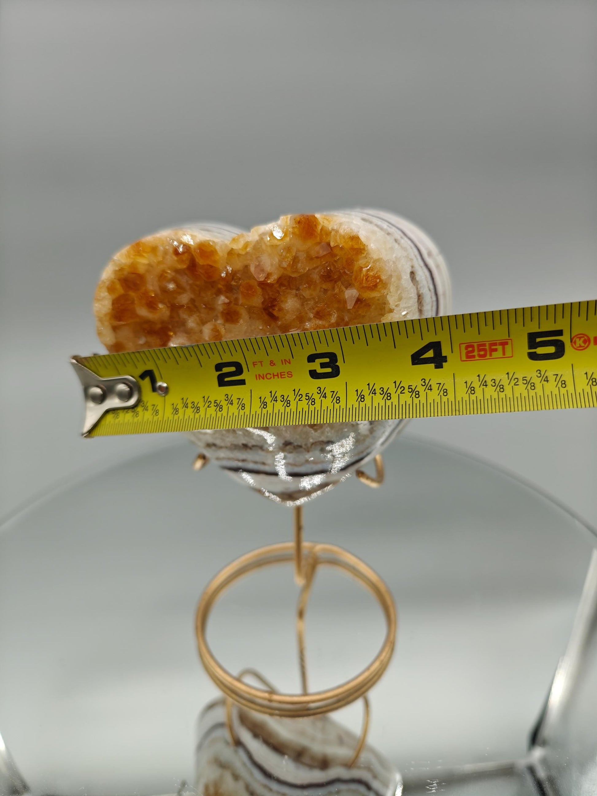 Super Rare Citrine Heart | Heat Treated Uruguay Amethyst | Gorgeous Banded Pattern | Fully Polished Crystal Crystal Hoarder