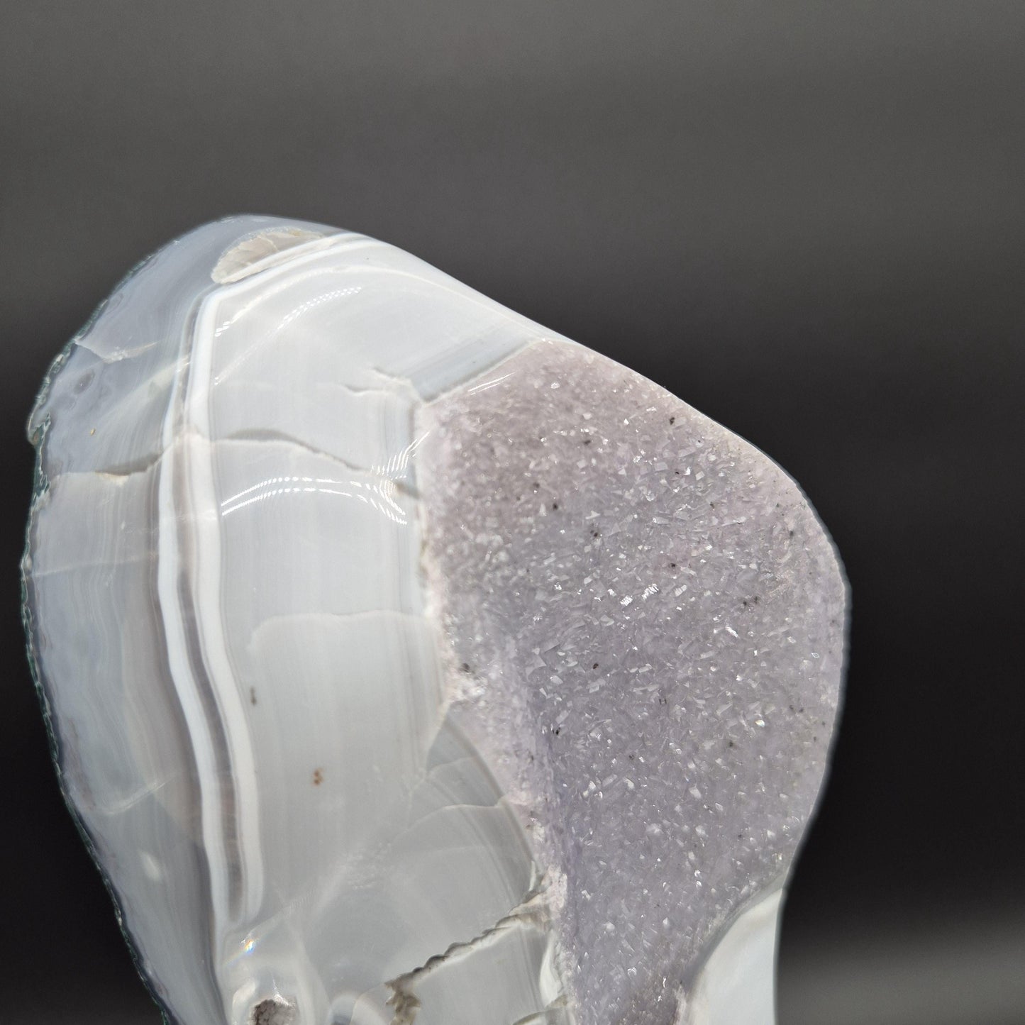 AAA+ Super Rare Druzy Amethyst with Blue White Banded Agate Brazil 4.94 lbs 10x4x2 Collector Crystal Crystal Hoarder