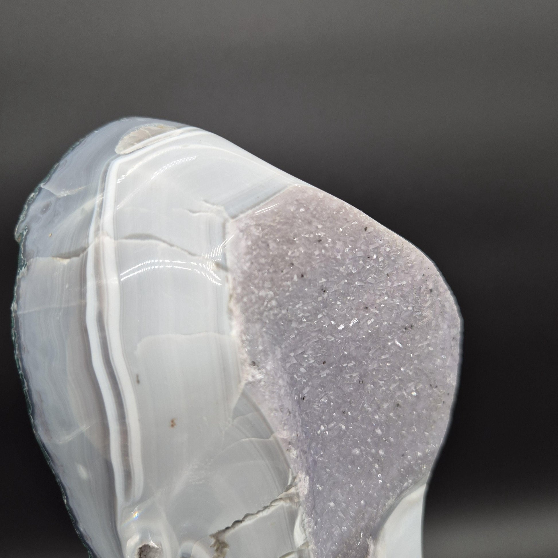 AAA+ Super Rare Druzy Amethyst with Blue White Banded Agate Brazil 4.94 lbs 10x4x2 Collector Crystal Crystal Hoarder