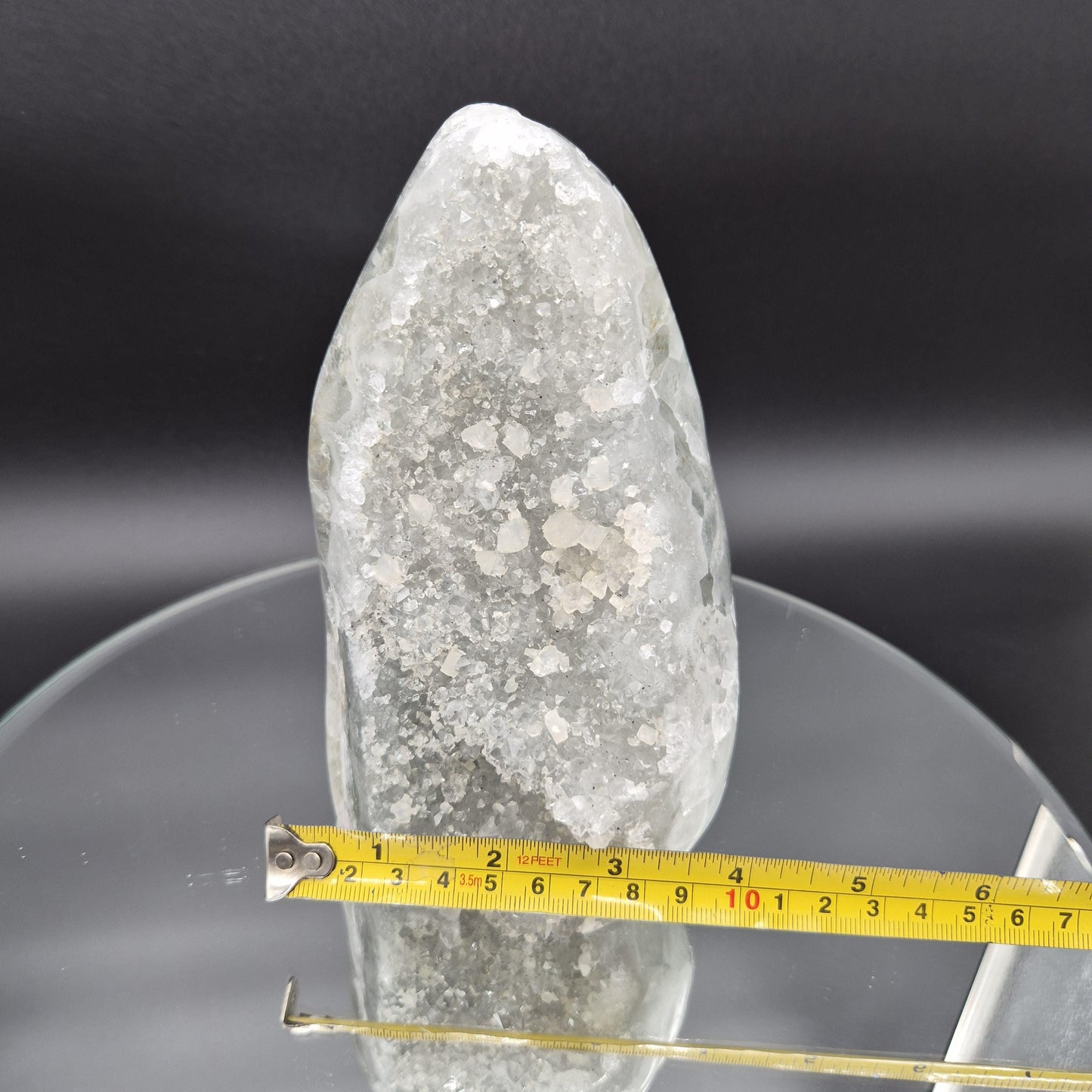 Green Amethyst Druzy with Calcite Cut Base 4.34 lbs 7x4x4 Uruguay Crystal Hoarder