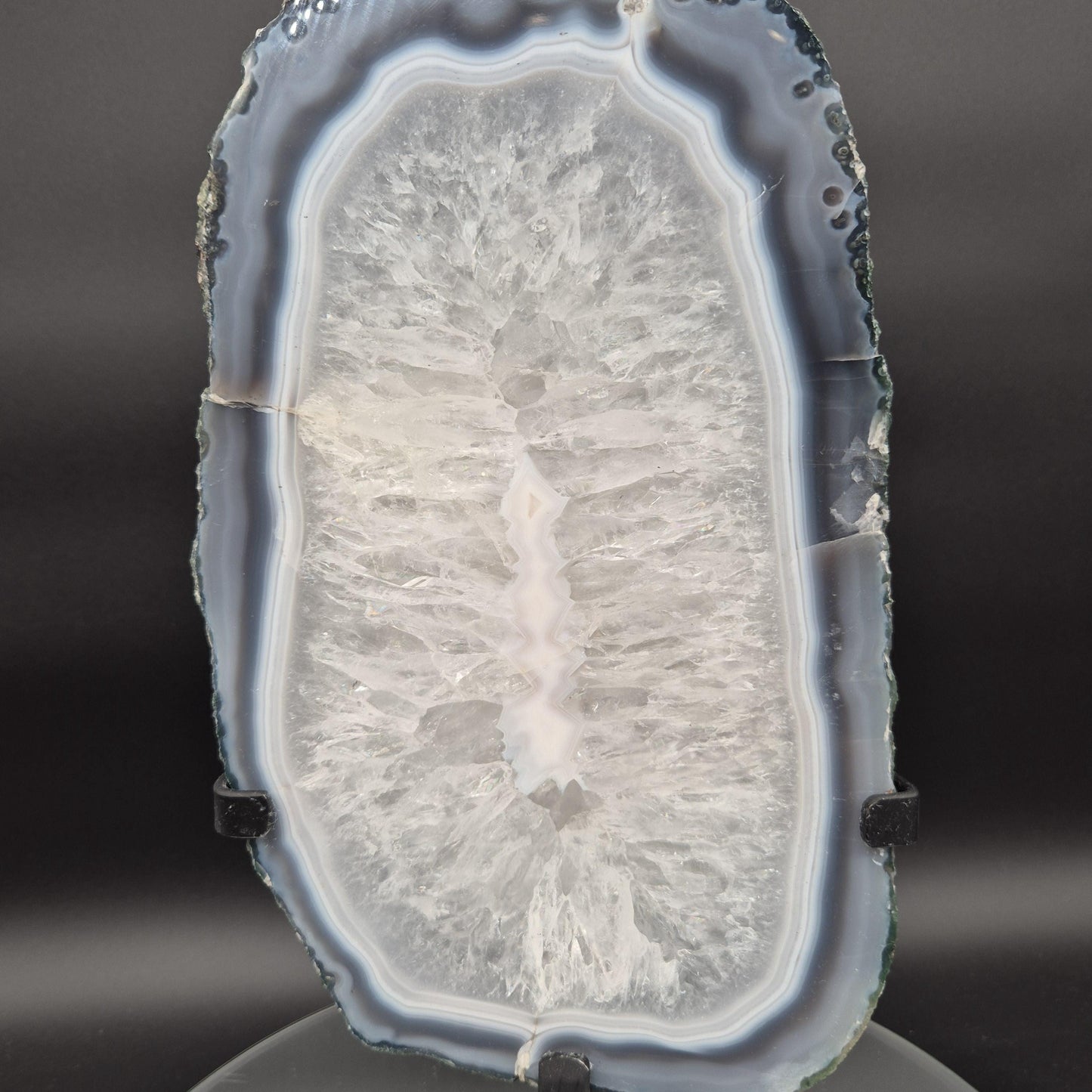 Polished Quartz with Blue Banded Agate Backlit Slab Brazil 8.61 lbs 14x6.5x1.5 Statement Crystal Display Crystal Hoarder