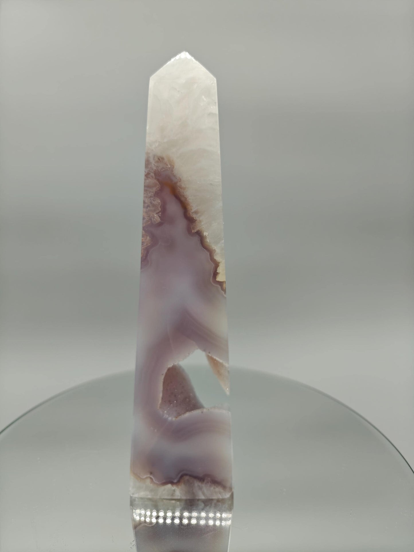 One-of-a-Kind Druzy Agate Tower - Floating Cutout Formation | Natural Crystal Point | 2.34 lbs | Optional Lighted Display Base Crystal Hoarder