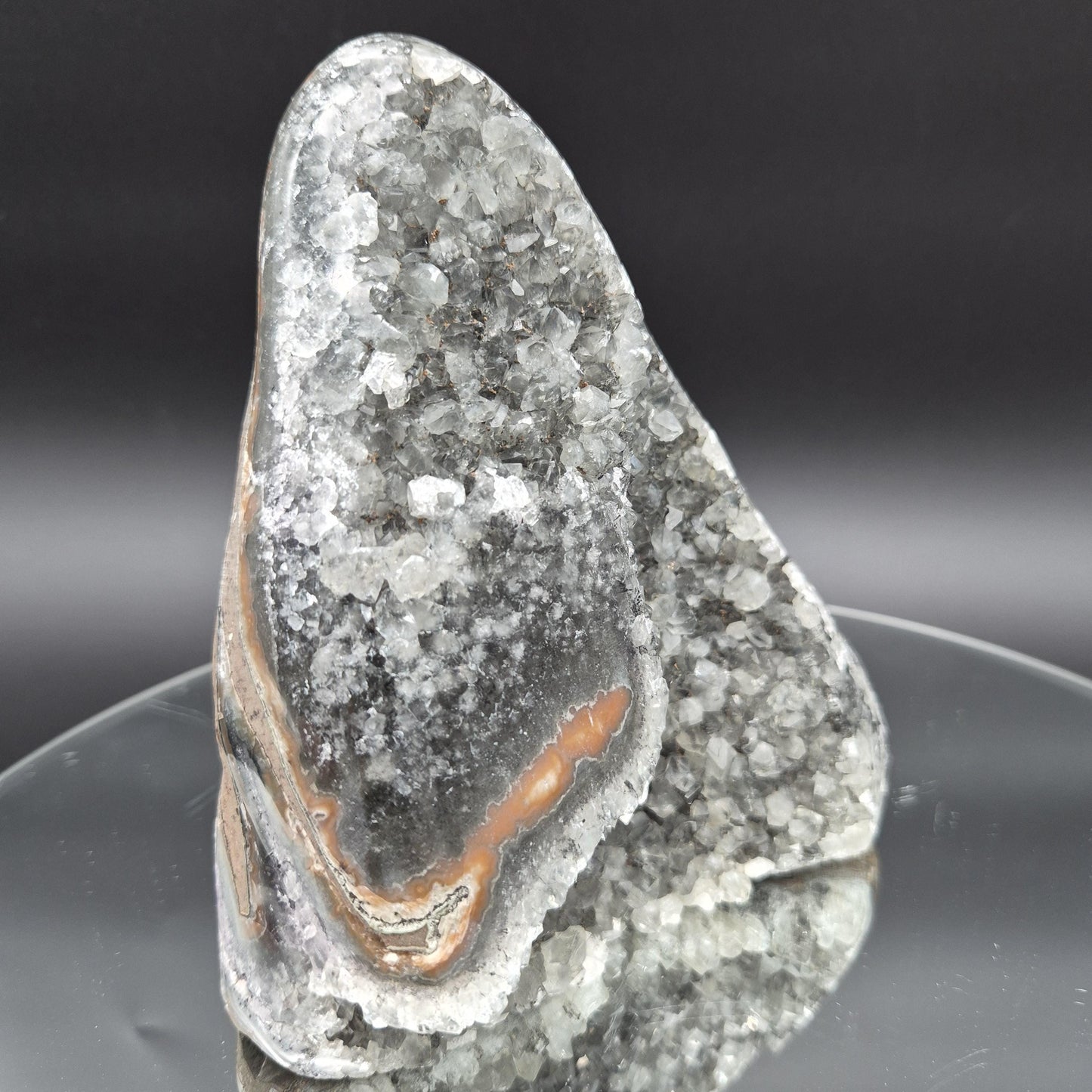 3.69 lb Collector Quality Super Rare Green Amethyst with Bright Orange Stalactite Eye – 6"x5.5"x3.5" – Uruguay Crystal Hoarder