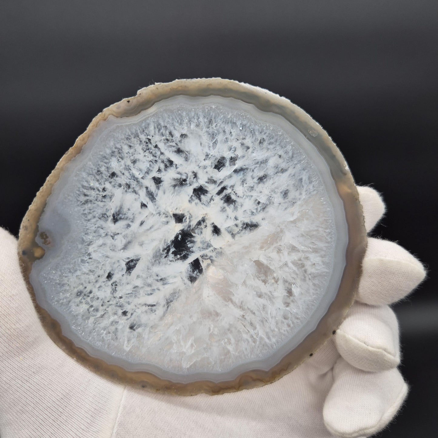 Set of 10 Agate Slices with Quartz | 2.43 lbs Total | 4in Natural Crystal Slices | Polished Gemstone Decor | Collector Grade Display Pieces Crystal Hoarder