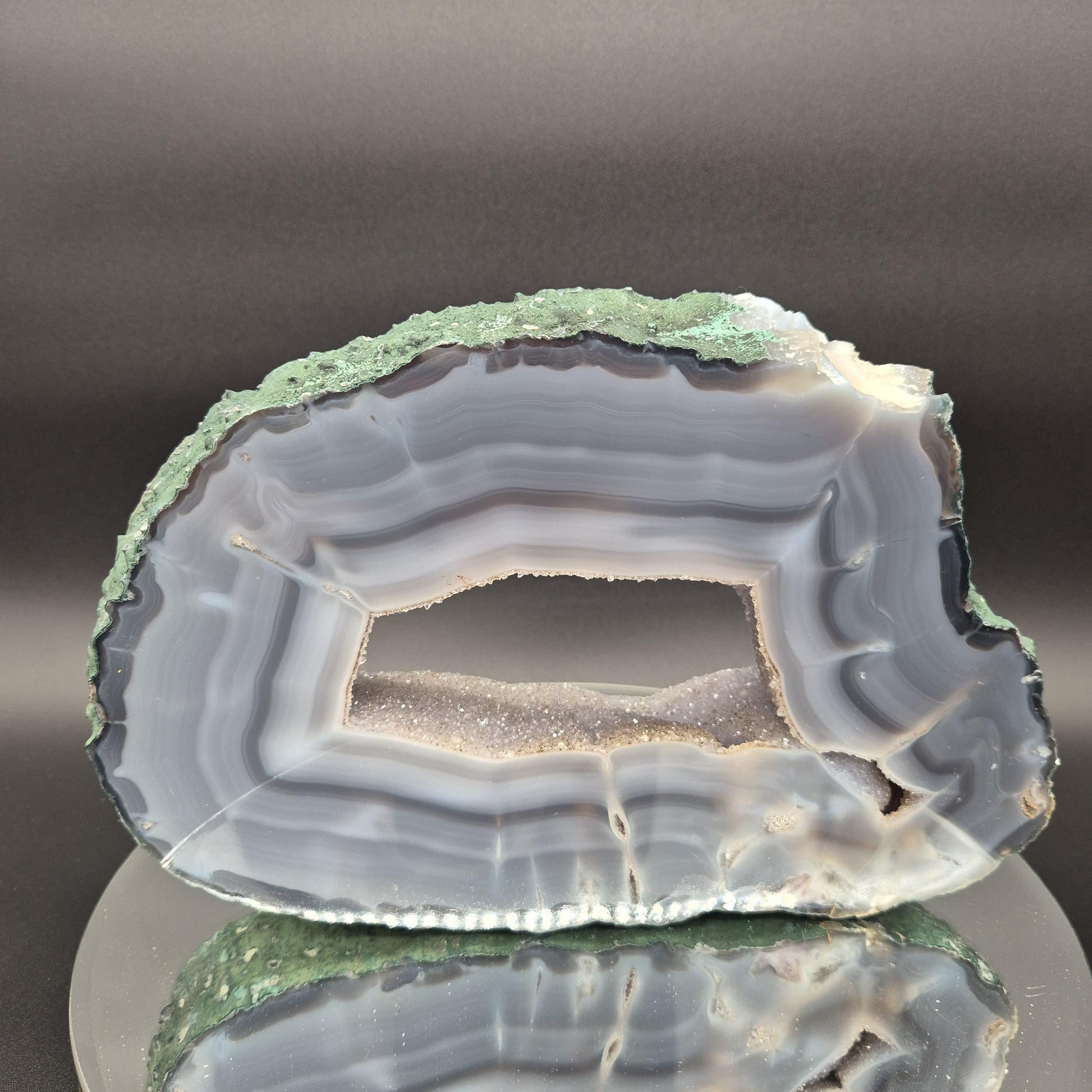 11 x 7 in AAA+ Druzy Amethyst with Blue Banded Agate Portal - Brazil - Purple & Blue Quartz Specimen Crystal Hoarder