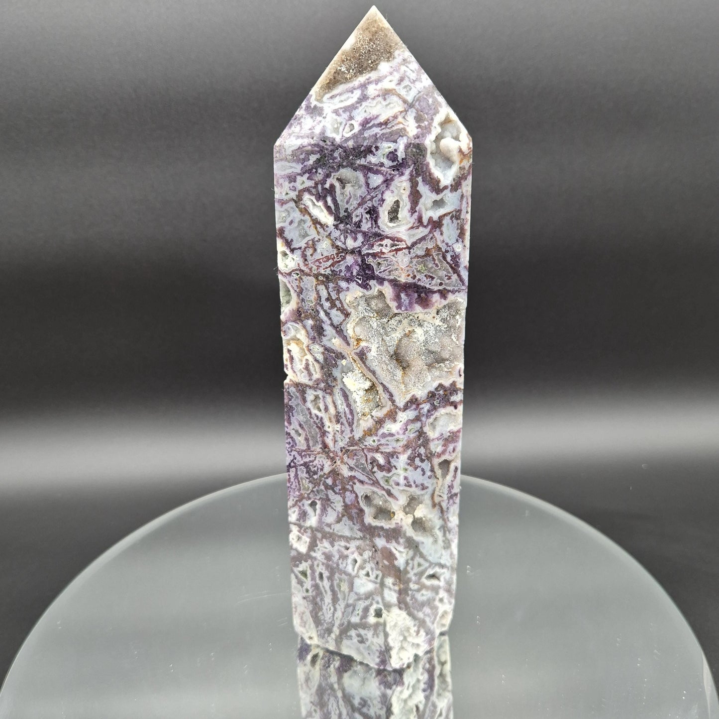 Extra Large Purple Sphalerite Tower with Druzy | 10in Crystal Point | 3.45 lb Statement Specimen | Sparkling Druzy Mineral Display Crystal Hoarder