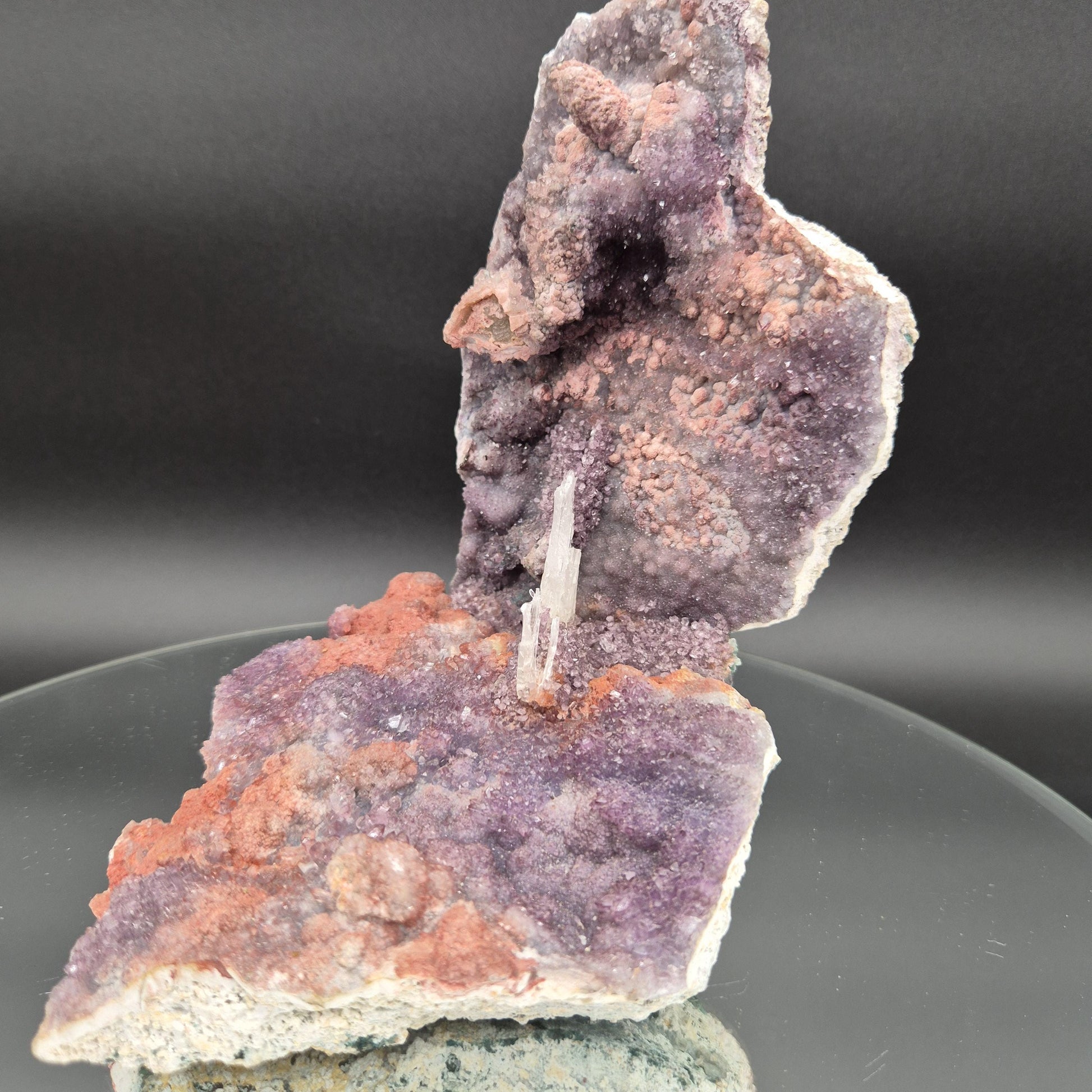 Zeolite Amethyst with Selenite Gypsum Brazil Crystal Sculpture 1.94 lb 7x6x4 Natural Mineral Specimen Crystal Hoarder