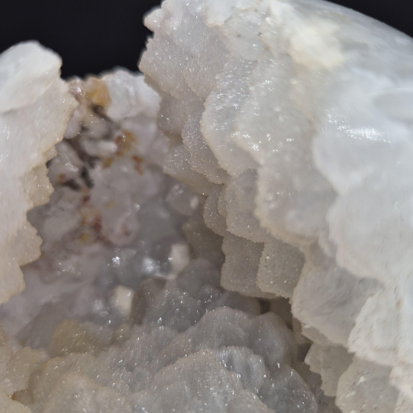 AAA+ Rare Sugar Druzy Amethyst Sphere with Calcite Hematite Blue Banded Agate 5 In (125mm) 5.24 lbs Brazil Crystal Hoarder