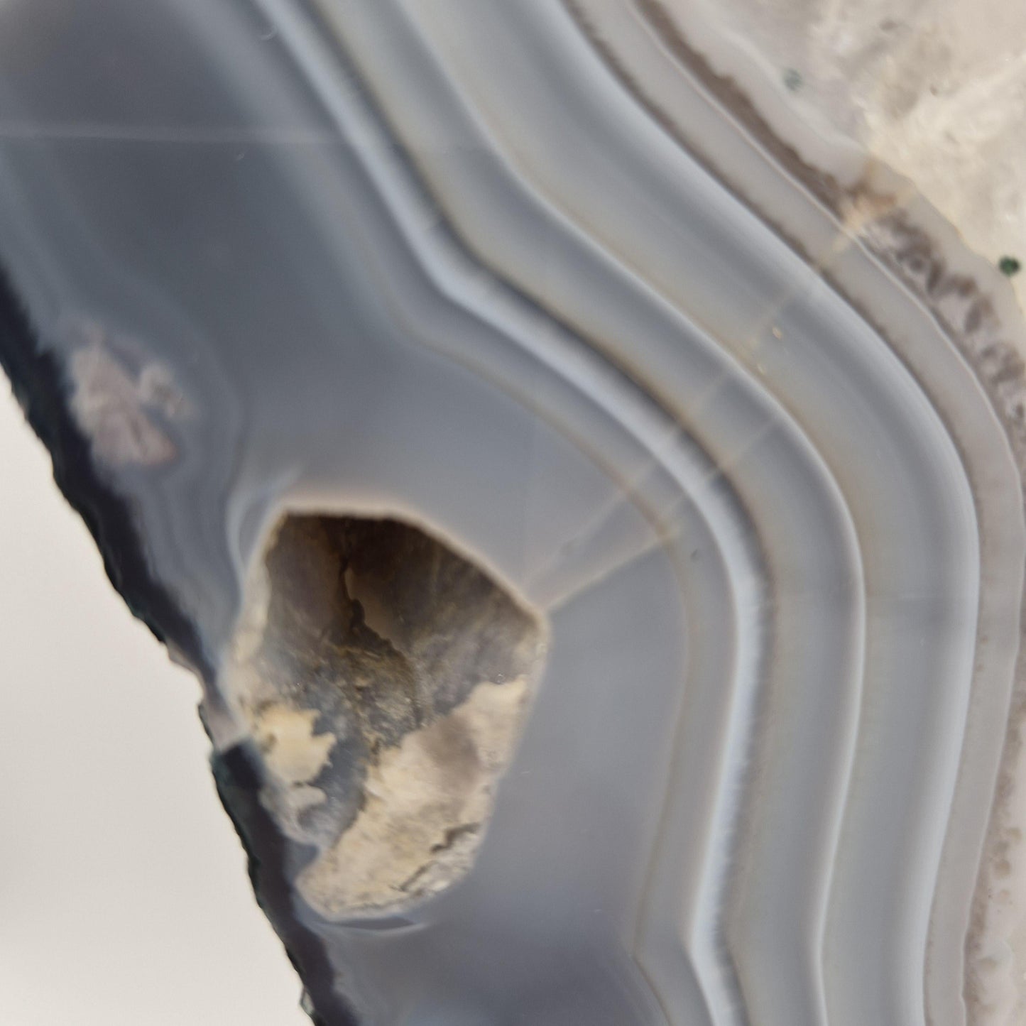 AAA+ Blue Banded Agate & Quartz Slab on Stand - Brazil - Backlit Crystal Display Crystal Hoarder