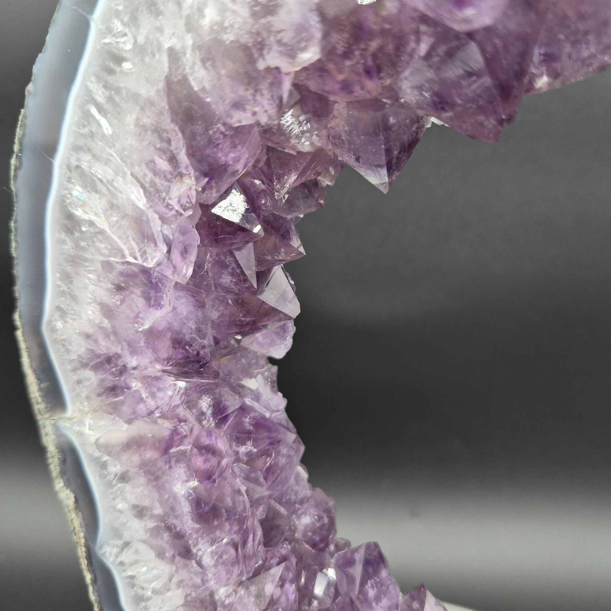 AAA+ Super Rare Amethyst Portal with UV Reactive Calcite Blue Agate 10.5x7.5x1.5 5.12 lbs Brazil Crystal Hoarder