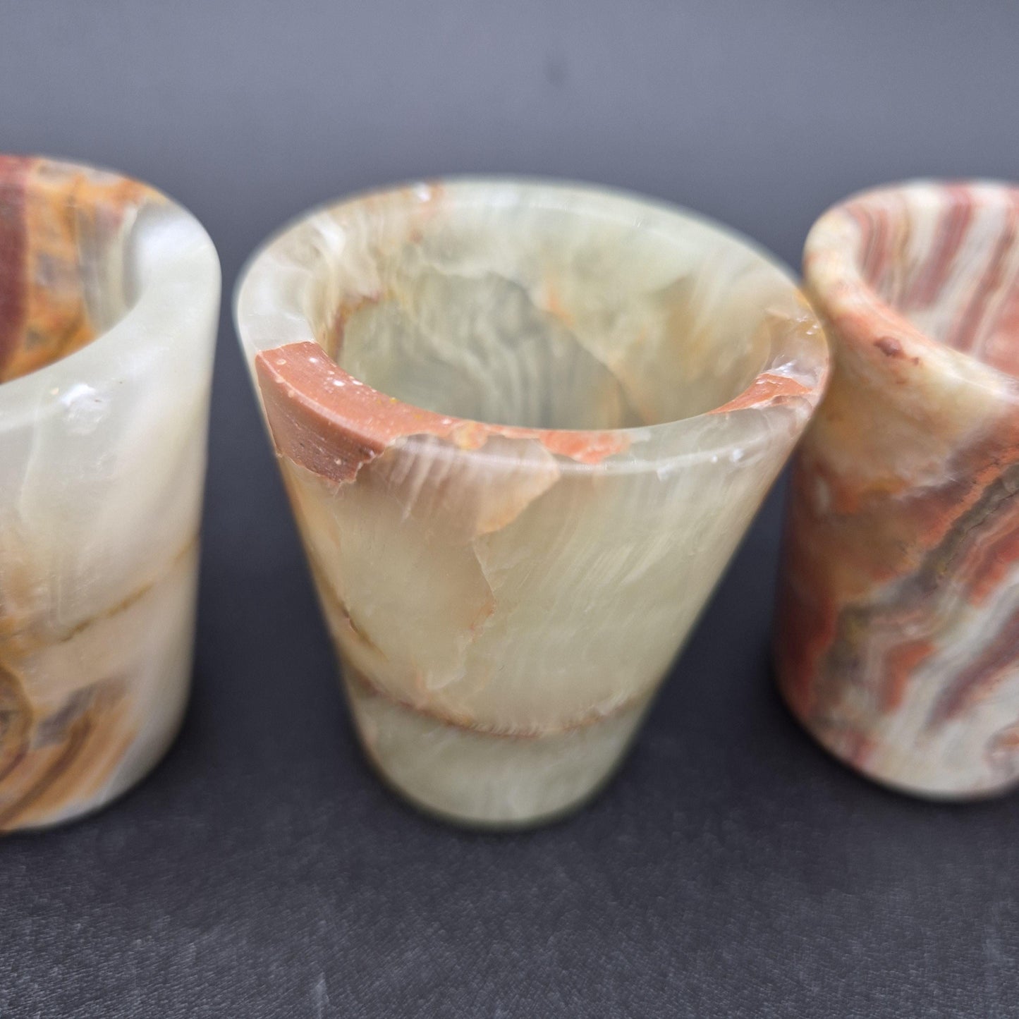 Set of 6 Green Onyx Shot Glasses | Natural Stone Drinkware | Hand Carved Crystal Cups | 2.25 inch