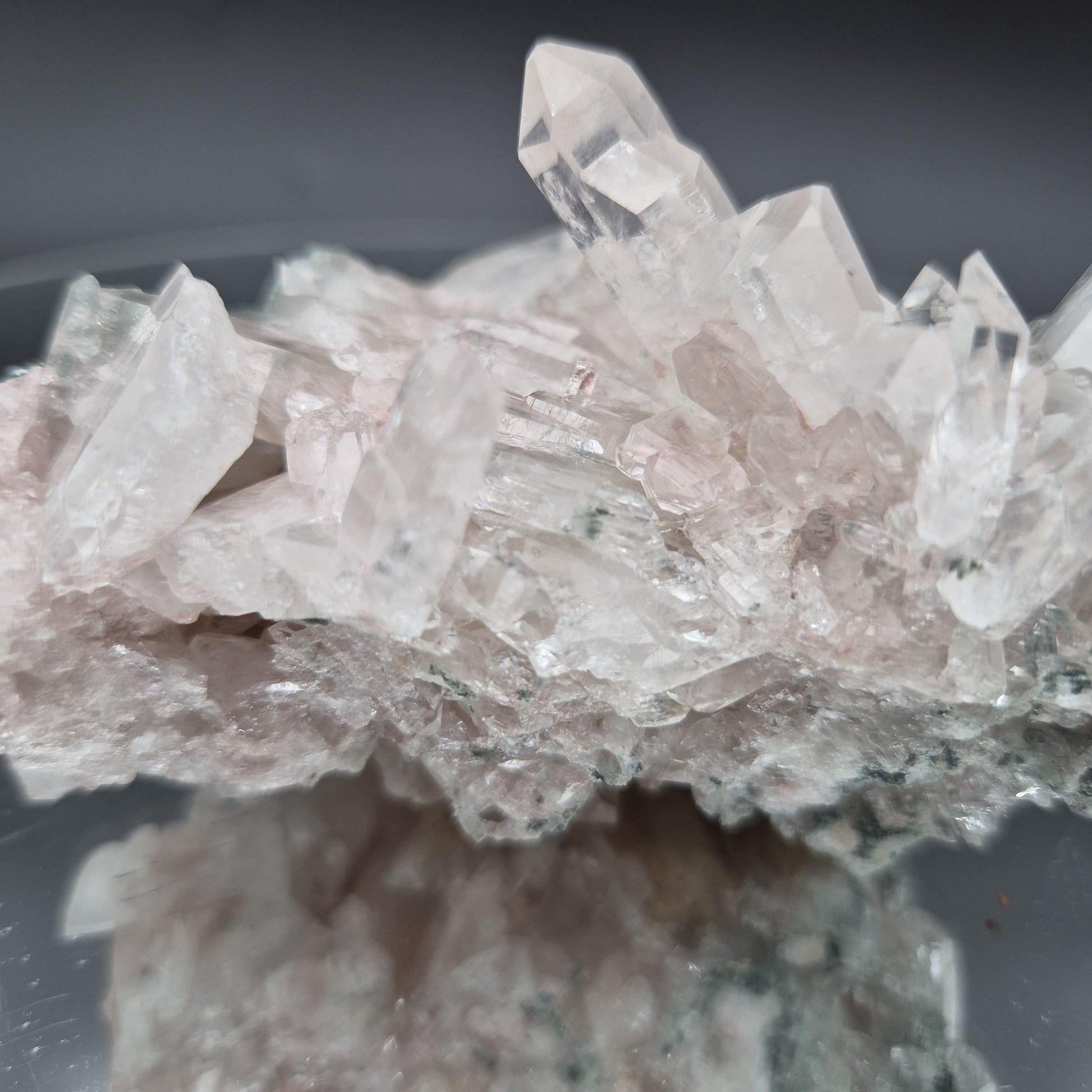 Super Rare AAA+ Pink Lemurian Quartz Cluster with Clear Faden Points, Chlorite & Fuchsite | Colombia | 0.74 lbs Crystal Hoarder
