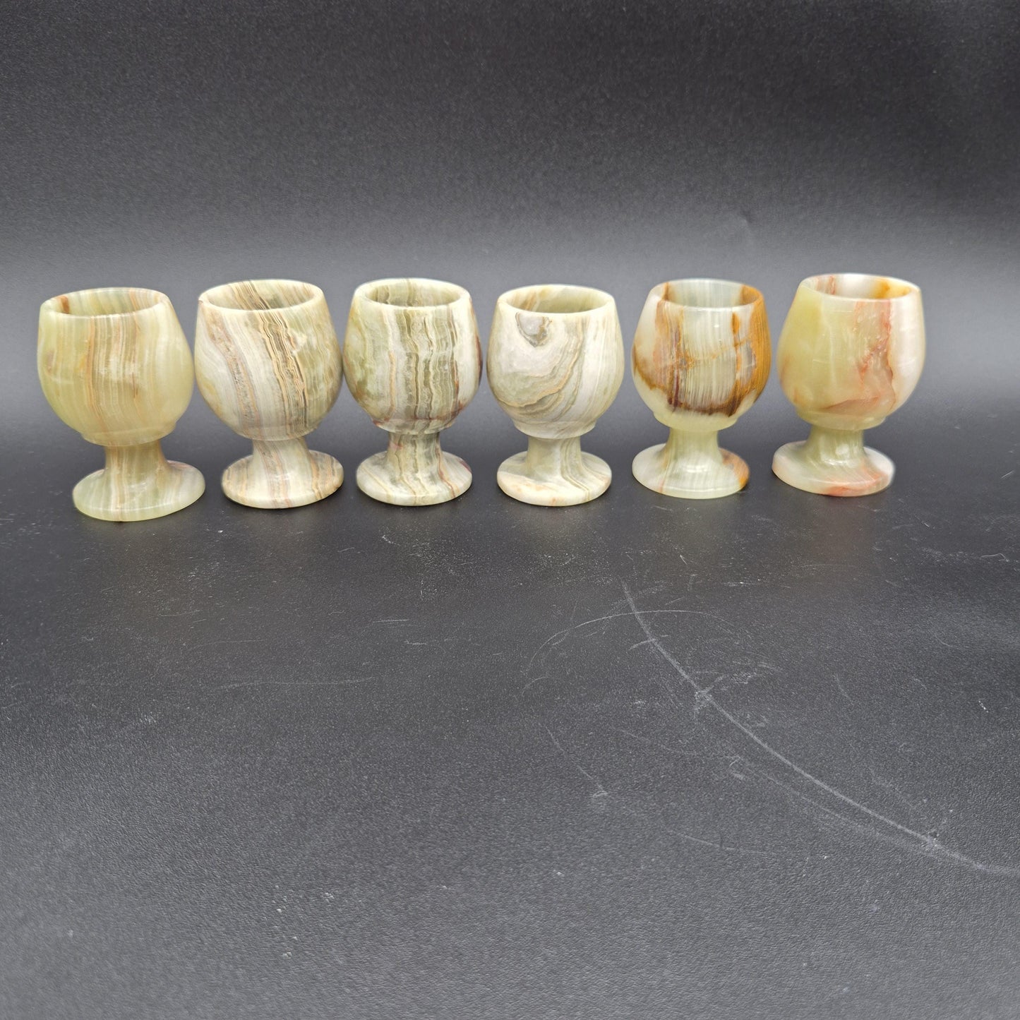 Set of 6 Green Onyx Sherry Glasses | 3 inch tall  | Hand Carved Natural Stone Drinkware Crystal Hoarder