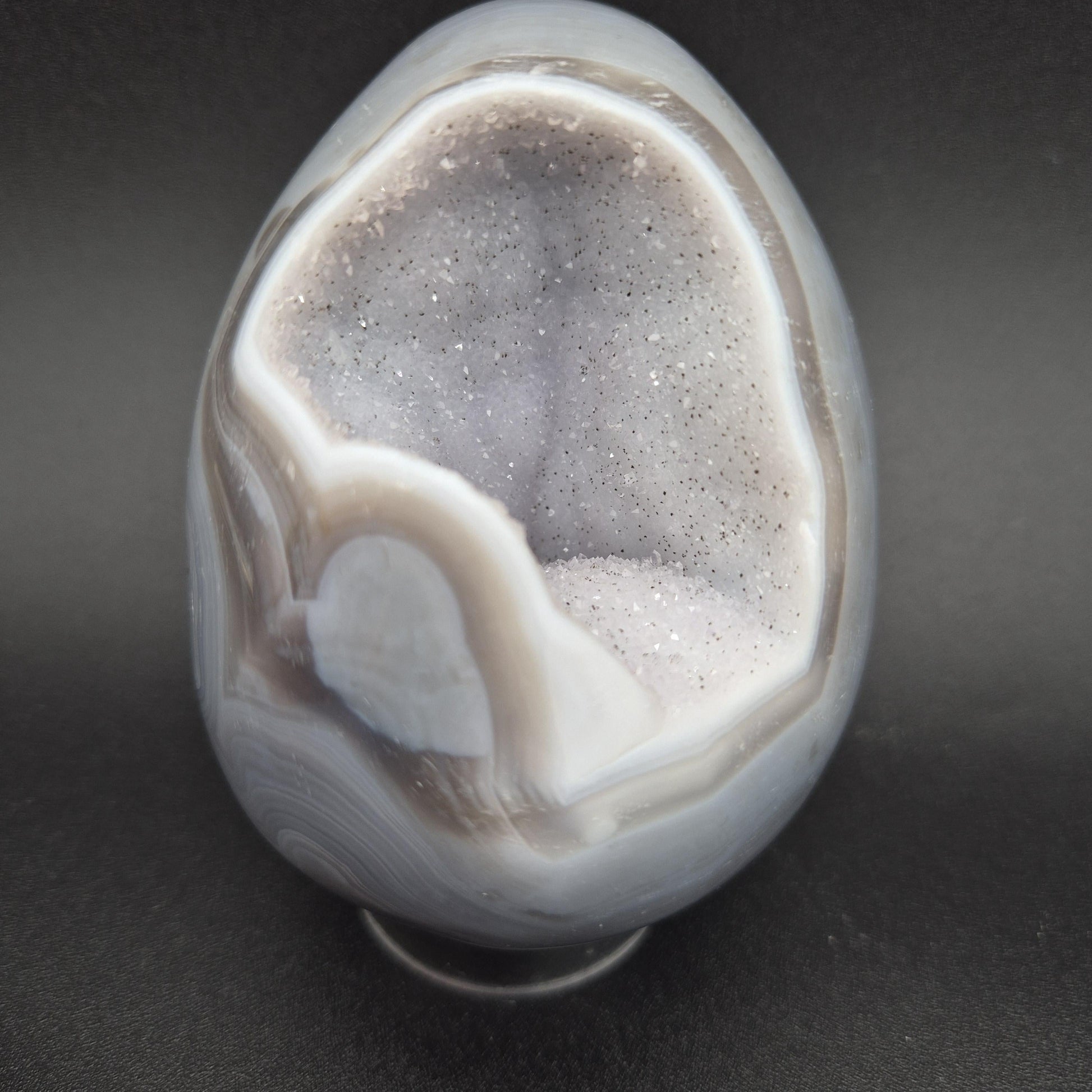 AAA+ Sugar Druzy Agate Egg with Baby Blue Agate | Uruguay Crystal | 1.47 lbs Crystal Hoarder