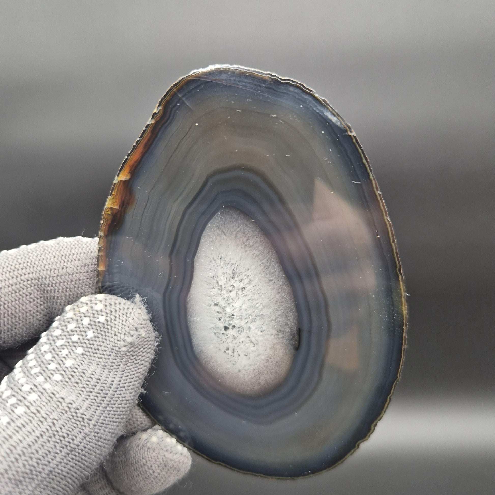 AAA+ Translucent Agate Slices with Quartz - Brazil | Set of 5 | 5x3in Natural Druzy | 1.04 lbs Crystal Hoarder