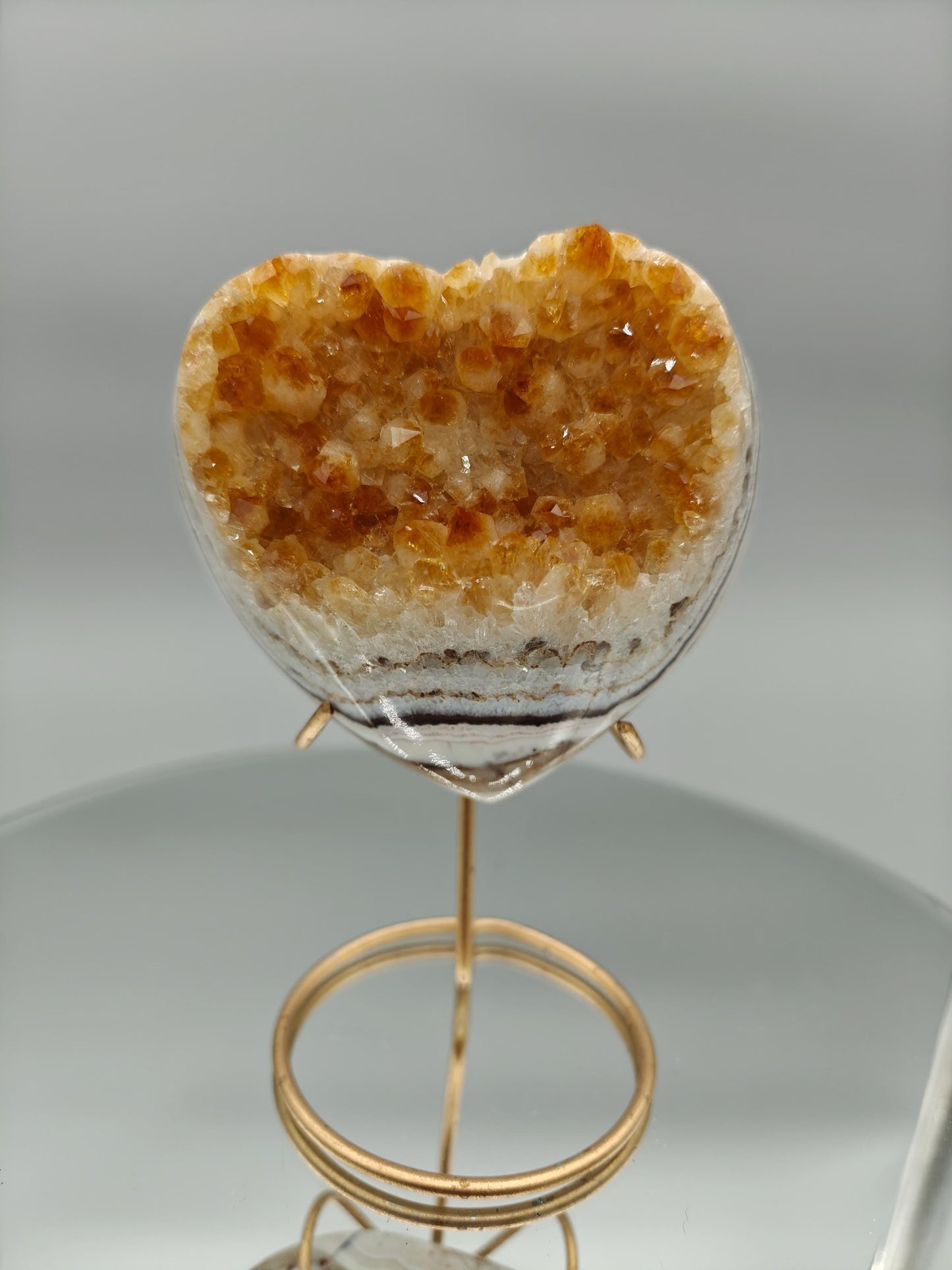 Super Rare Citrine Heart | Heat Treated Uruguay Amethyst | Gorgeous Banded Pattern | Fully Polished Crystal Crystal Hoarder