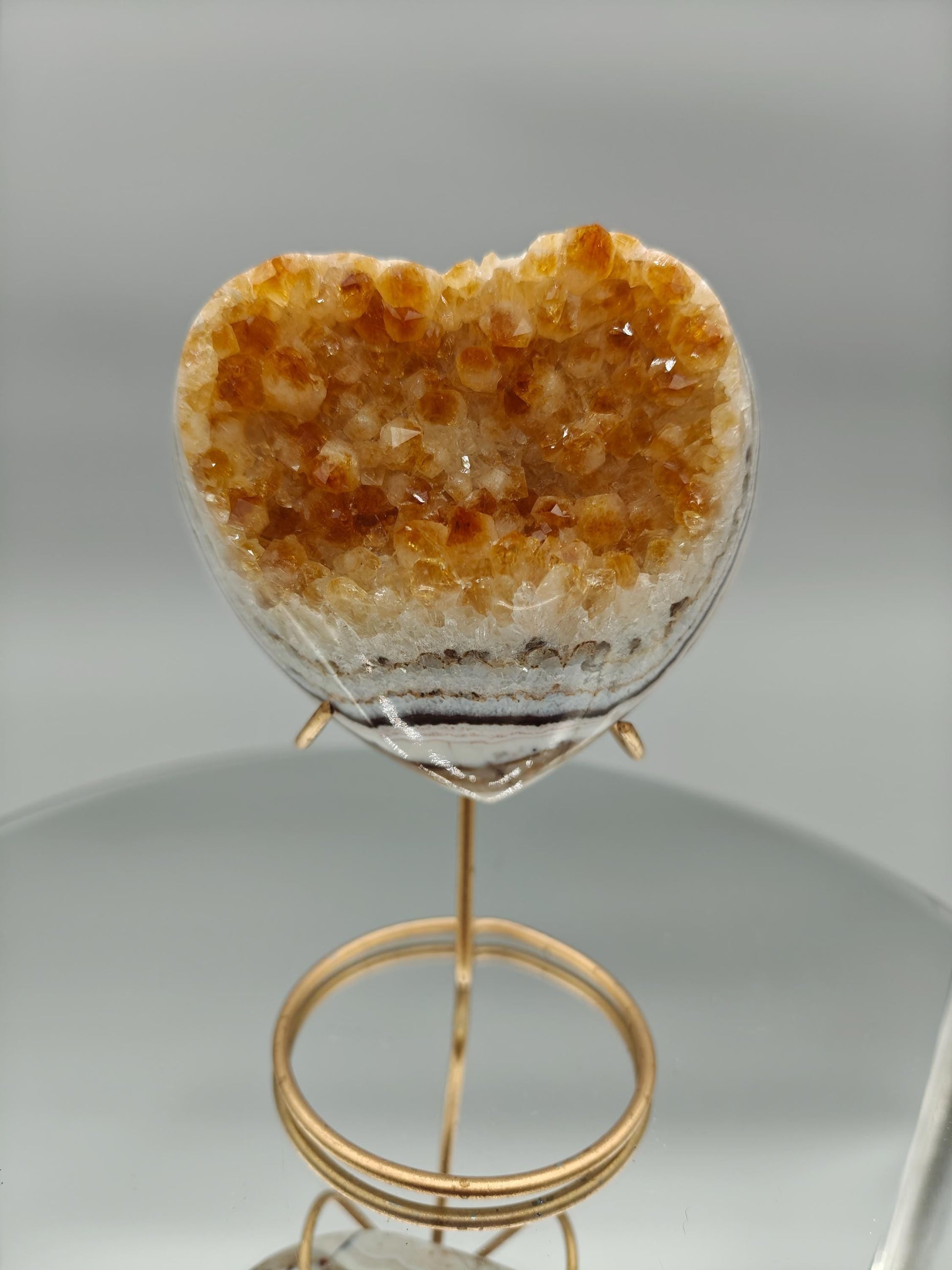 Super Rare Citrine Heart | Heat Treated Uruguay Amethyst | Gorgeous Banded Pattern | Fully Polished Crystal Crystal Hoarder