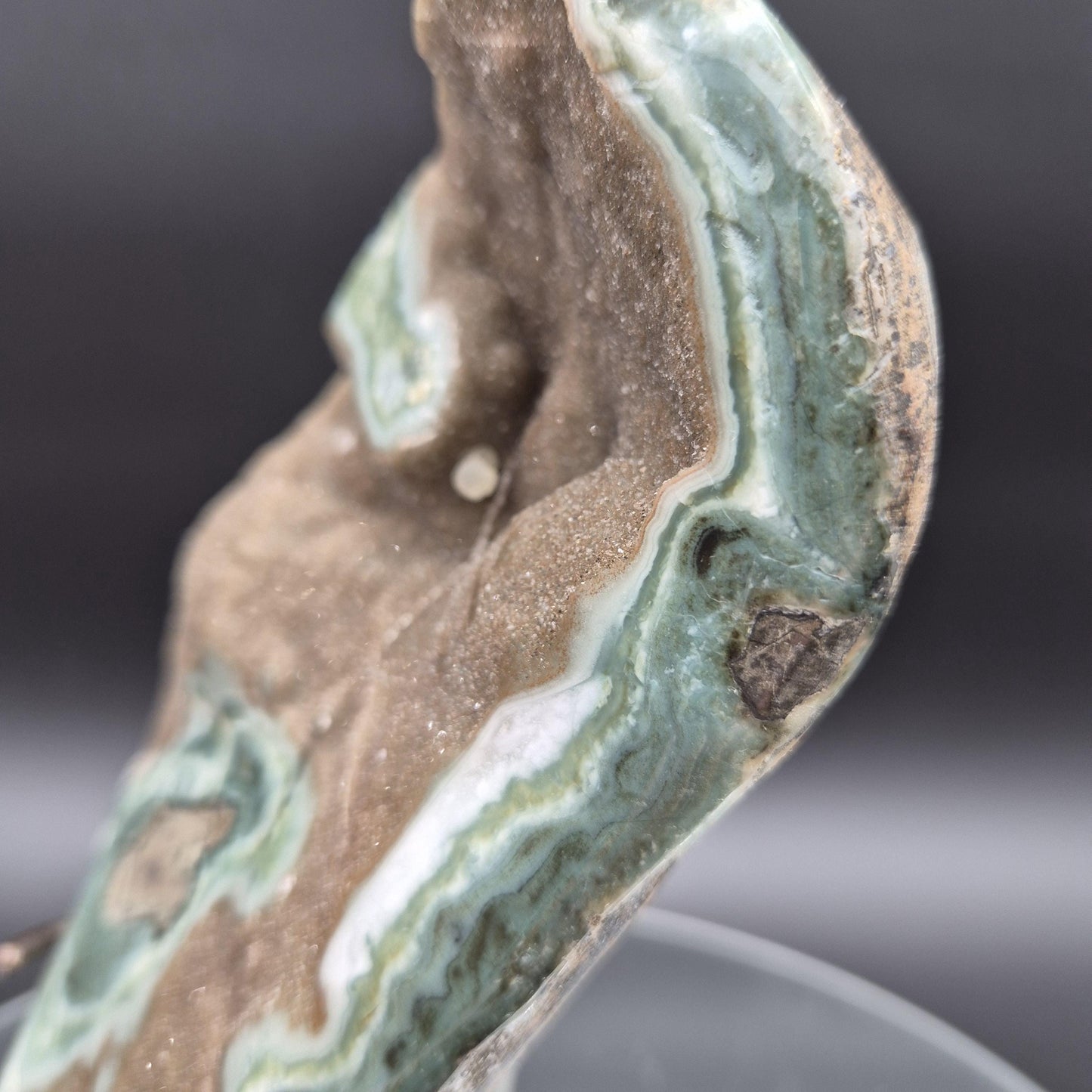 AAA+ Druzy with Green Stalactites and Calcite Ball Uruguay 2.89 lbs Crystal Hoarder
