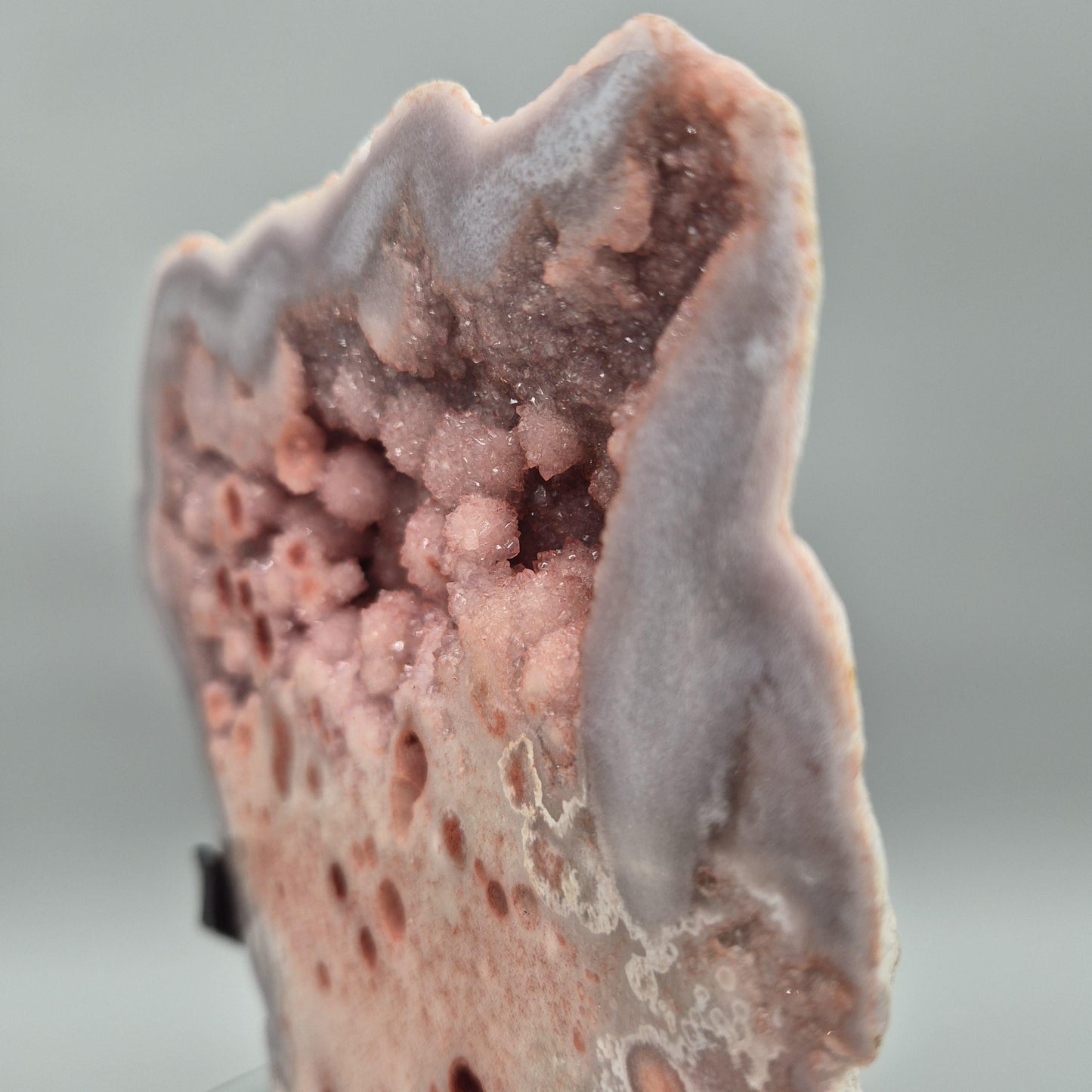 AAA+ Pink Druzy Amethyst with Deep Red Orbital & Bubble Formations | Rare Blue Agate Inclusion | Brazilian Statement Crystal Crystal Hoarder