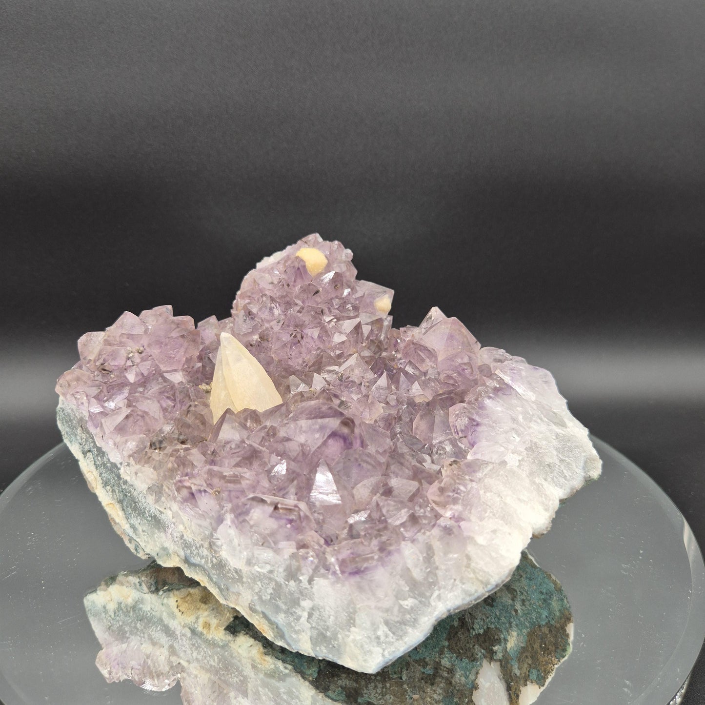 AAA+ Raw Amethyst Cluster with UV Reactive Calcite Points Sugar Calcite Cubes Brazil 6.05 lbs 7x6x4 Collector Crystal Crystal Hoarder