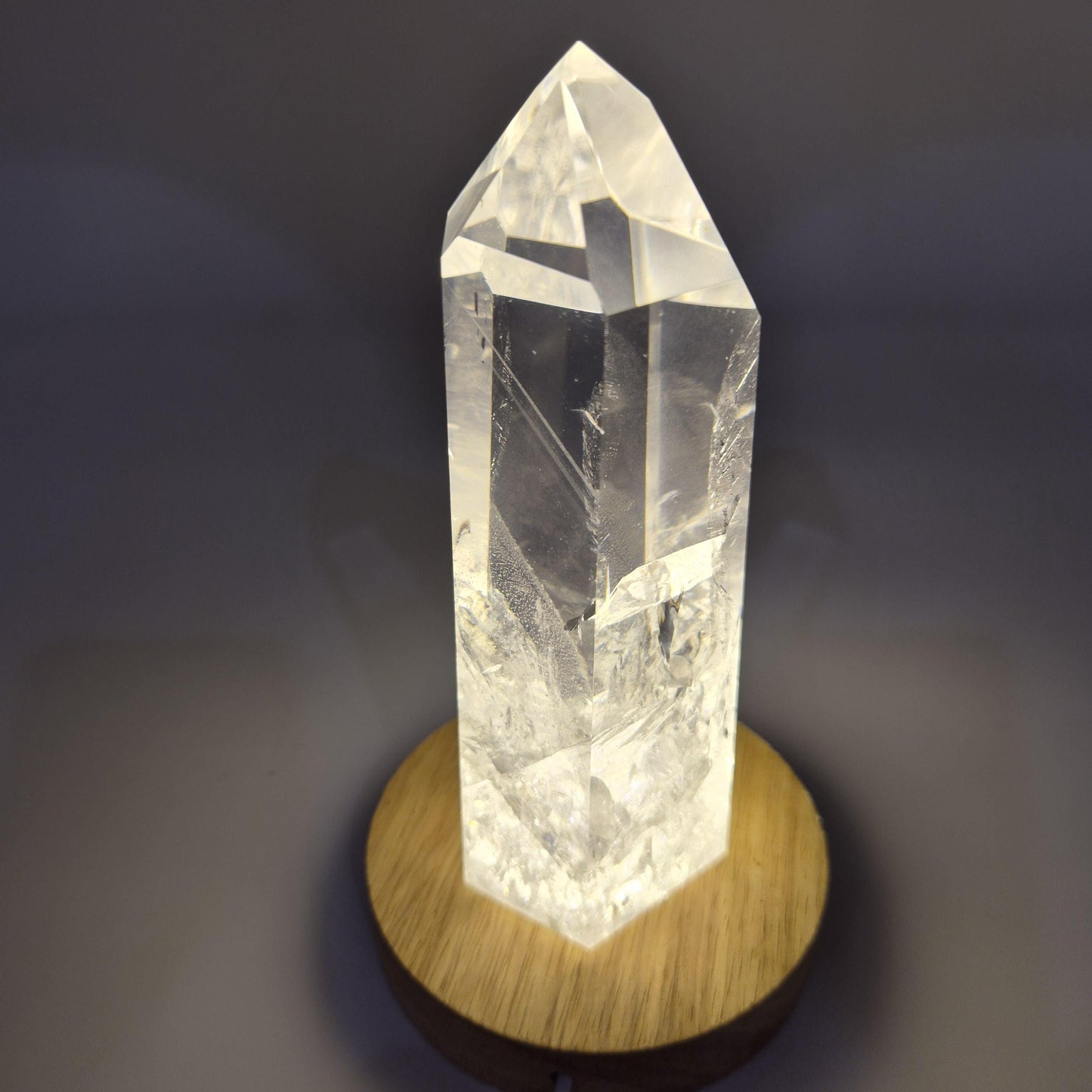 Water Clear Quartz Crystal Point with Inclusions - Brazil, 11oz Natural Specimen (Optional LED Base) Crystal Hoarder