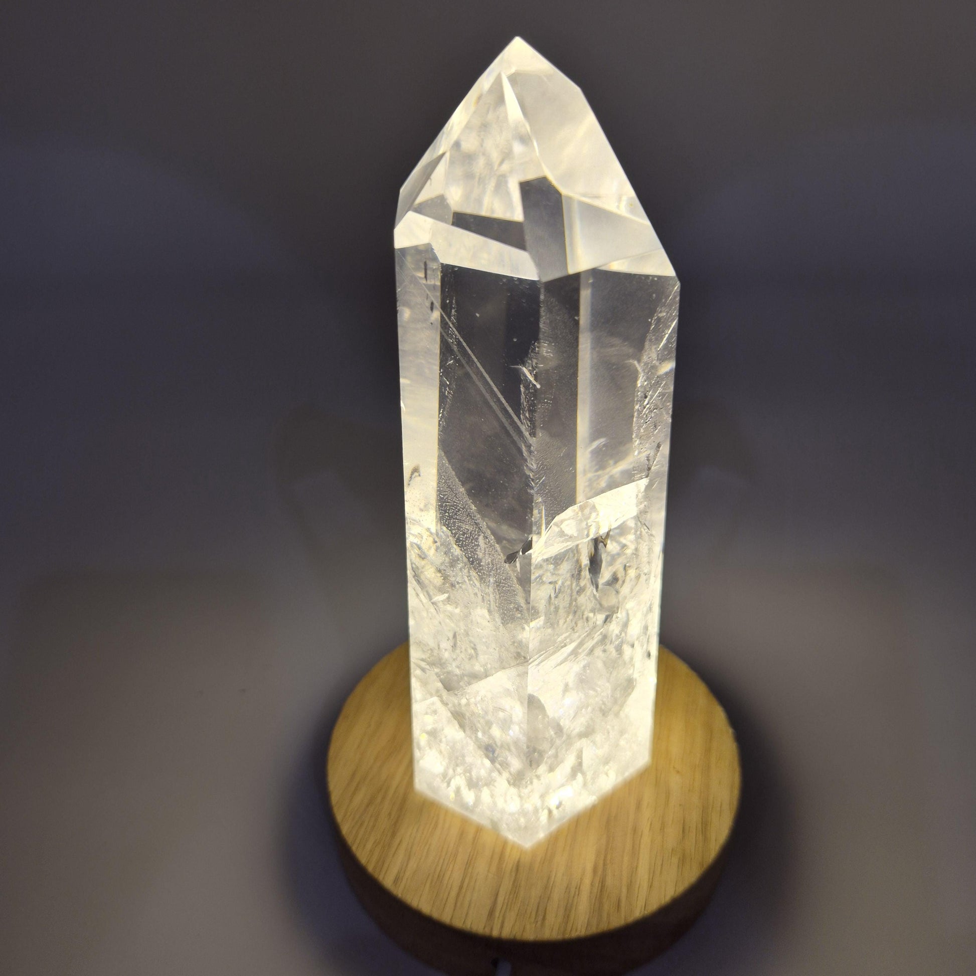 Water Clear Quartz Crystal Point with Inclusions - Brazil, 11oz Natural Specimen (Optional LED Base) Crystal Hoarder