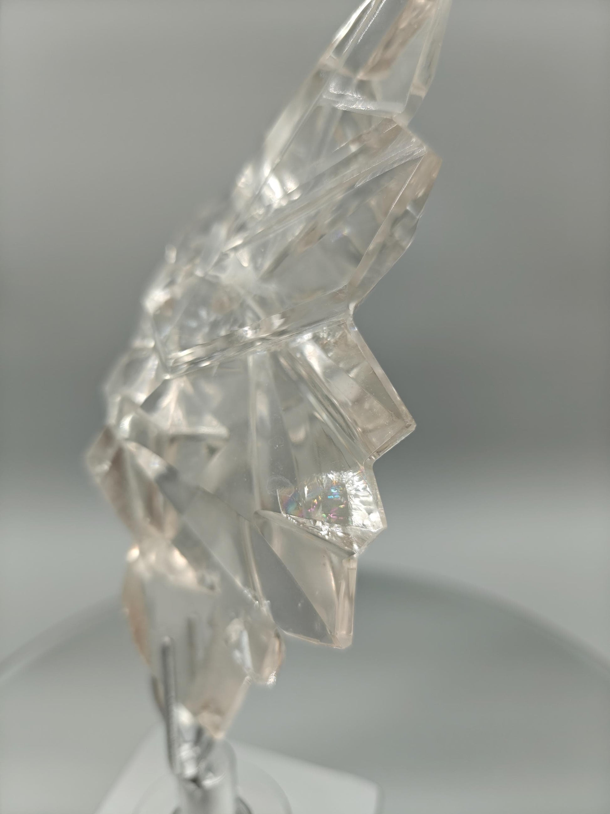 AAA+ Clear Quartz Faceted Sculpture Art - 9.5 x 3in - 1.76 lbs - Polished Quartz Crystal Display Crystal Hoarder