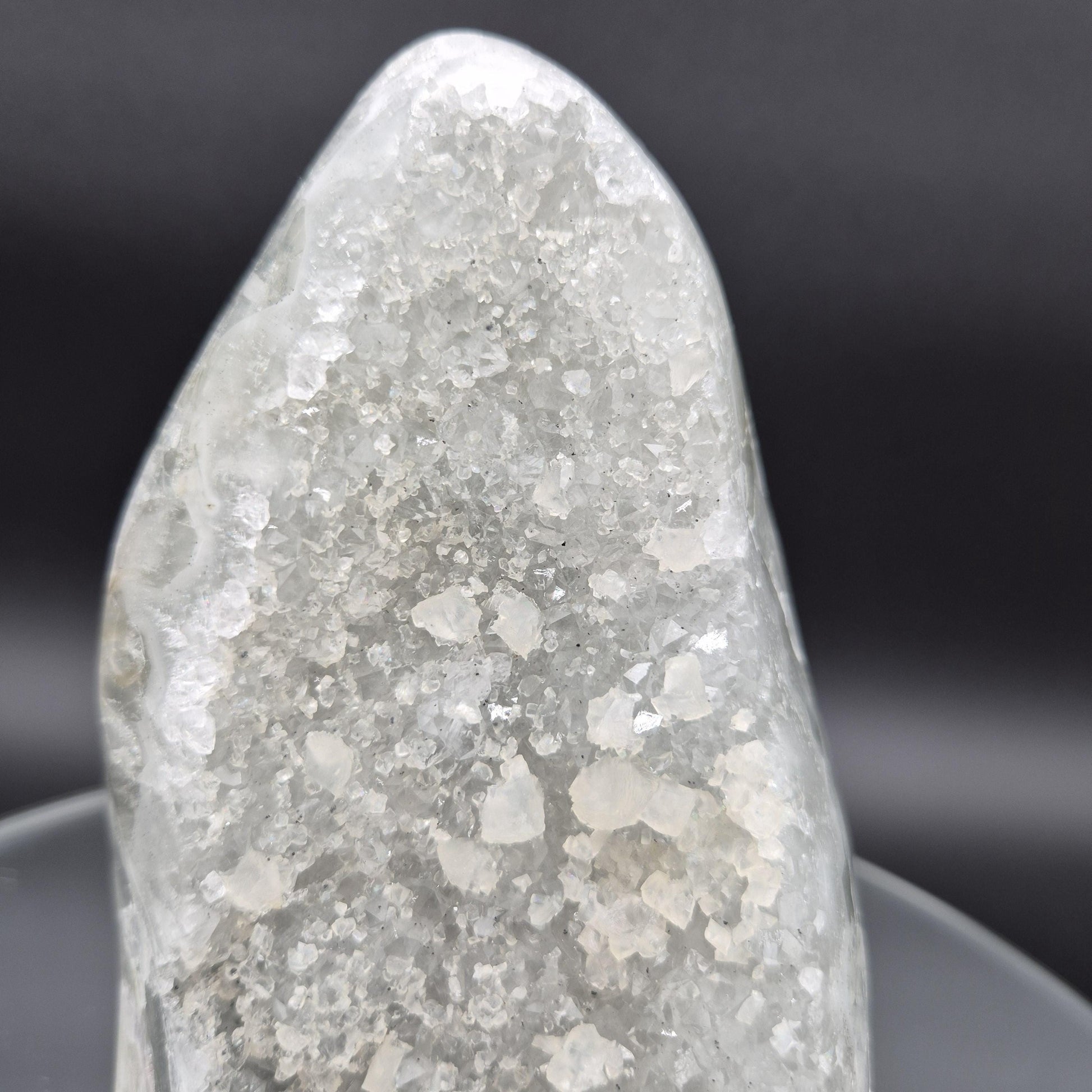 Green Amethyst Druzy with Calcite Cut Base 4.34 lbs 7x4x4 Uruguay Crystal Hoarder