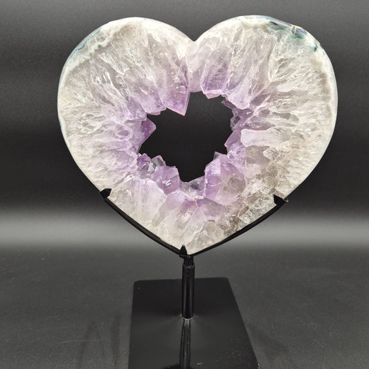 AAA+ Amethyst Heart Portal on Spin Stand Brazil 7 lbs 11.5x9x1.5 Druzy Crystal Display Crystal Hoarder