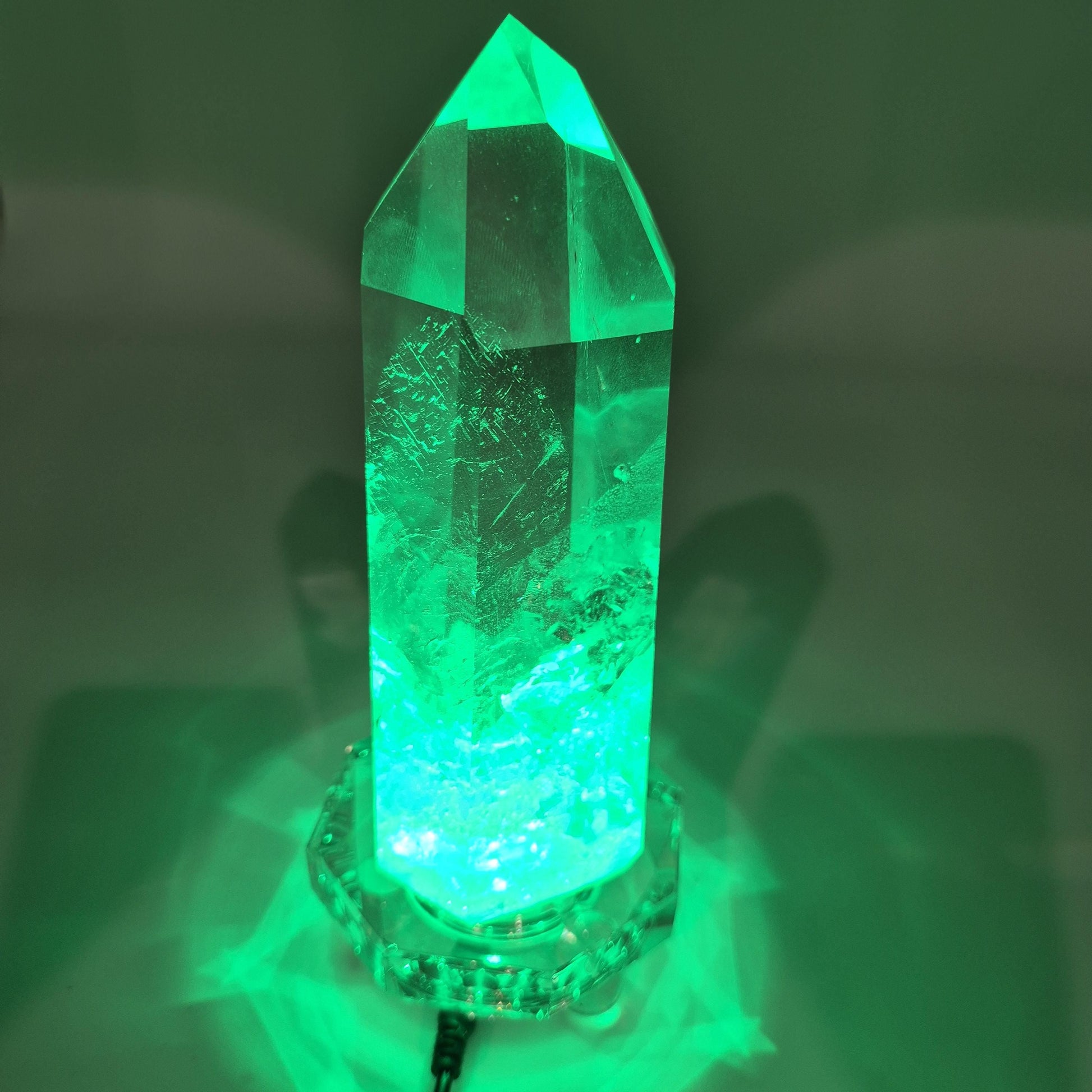 Water Clear Quartz Crystal Point with Inclusions - Brazil, 11oz Natural Specimen (Optional LED Base) Crystal Hoarder