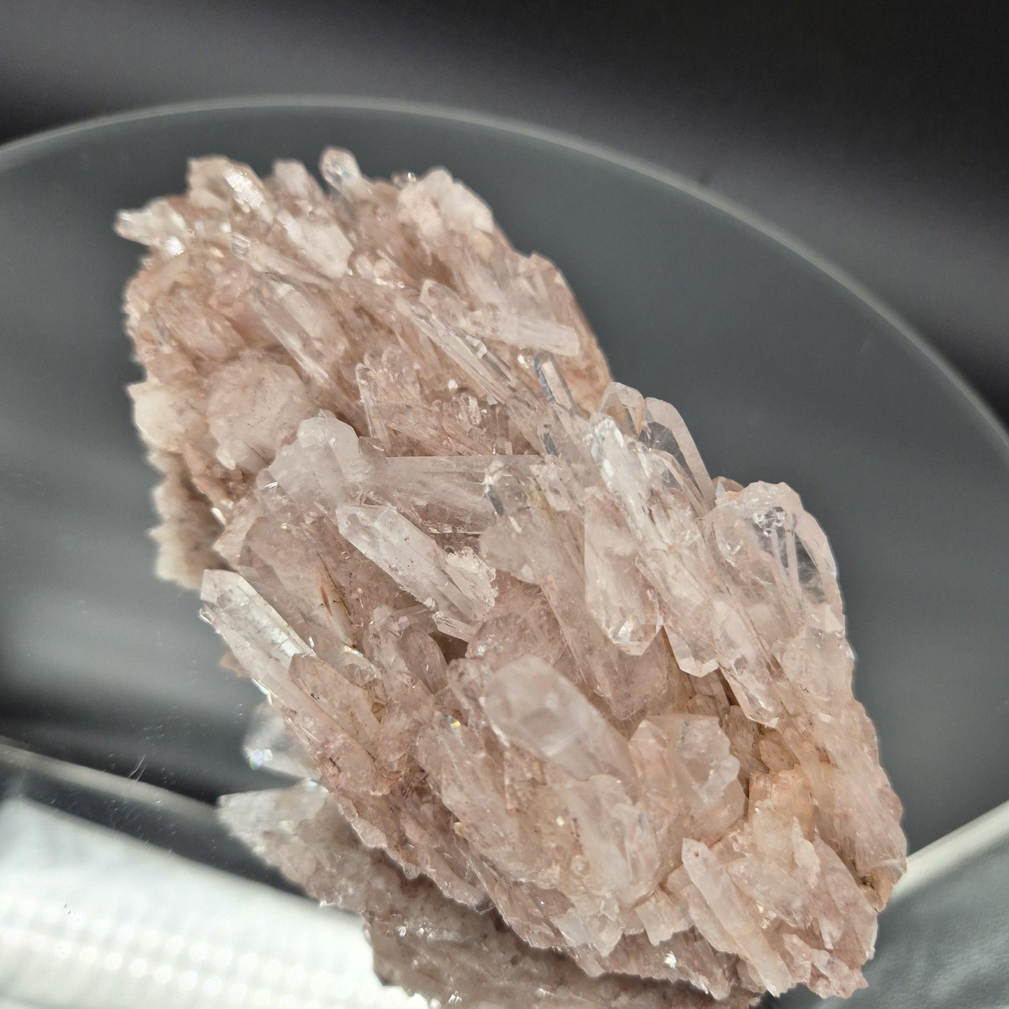 AAA+ Rare Pink Lemurian Quartz Cluster Water Clear Points Colombia 8x3.5x2.5 1.96 lbs Crystal Hoarder