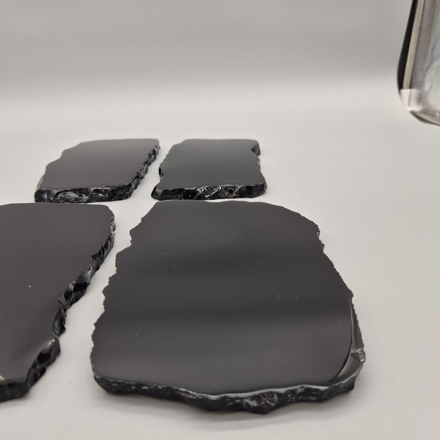 Polished Obsidian Scrying Mirror - Natural Live Edge Volcanic Glass - Black Obsidian Display (1) Mirror - 7 x 4in Crystal Hoarder