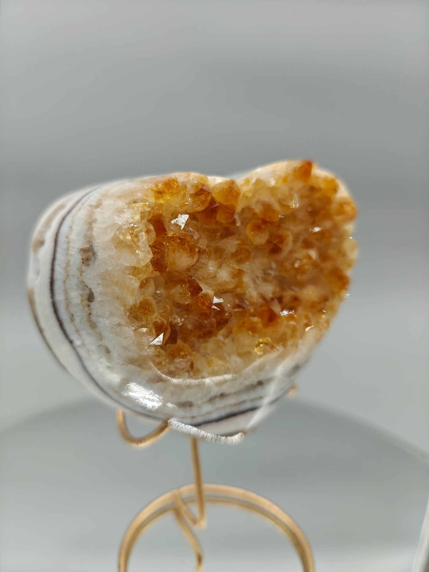 Super Rare Citrine Heart | Heat Treated Uruguay Amethyst | Gorgeous Banded Pattern | Fully Polished Crystal Crystal Hoarder