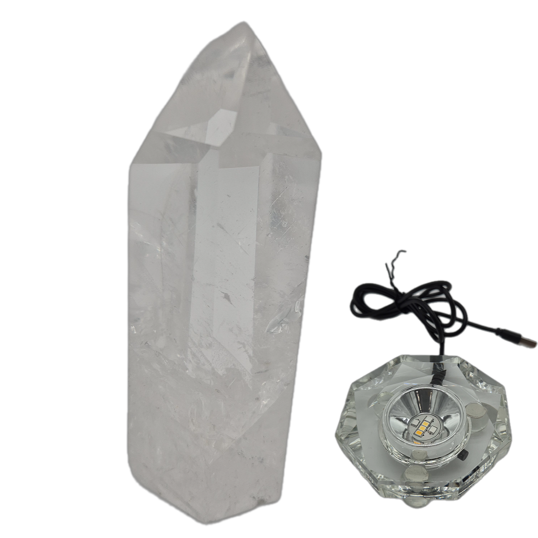 Water Clear Quartz Crystal Point with Inclusions - Brazil, 11oz Natural Specimen (Optional LED Base) Crystal Hoarder