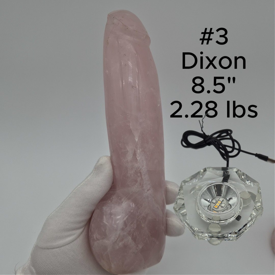 Rose Quartz Penis Sculpture - Unique Hand-Carved Crystal Art Optional LED Display Stand Crystal Hoarder