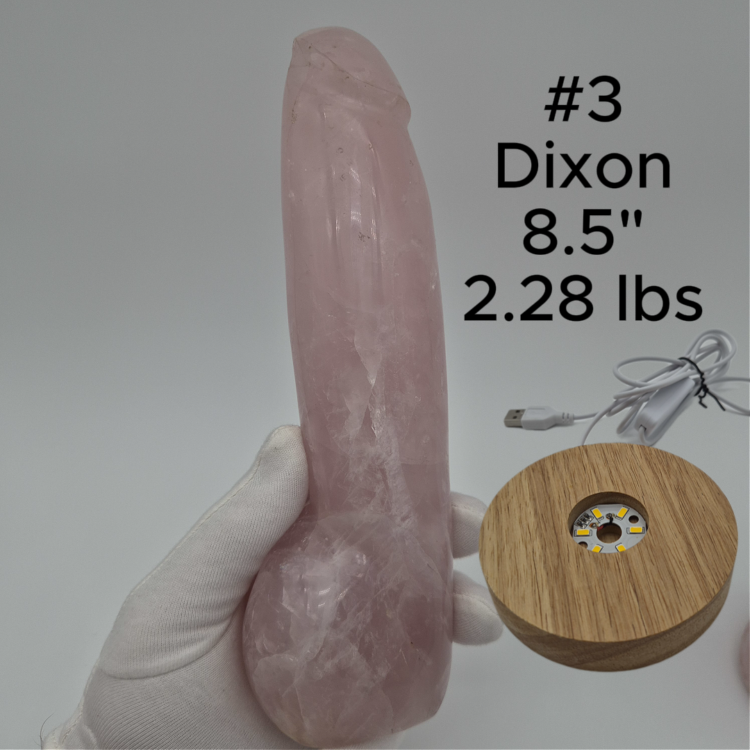 Rose Quartz Penis Sculpture - Unique Hand-Carved Crystal Art Optional LED Display Stand Crystal Hoarder