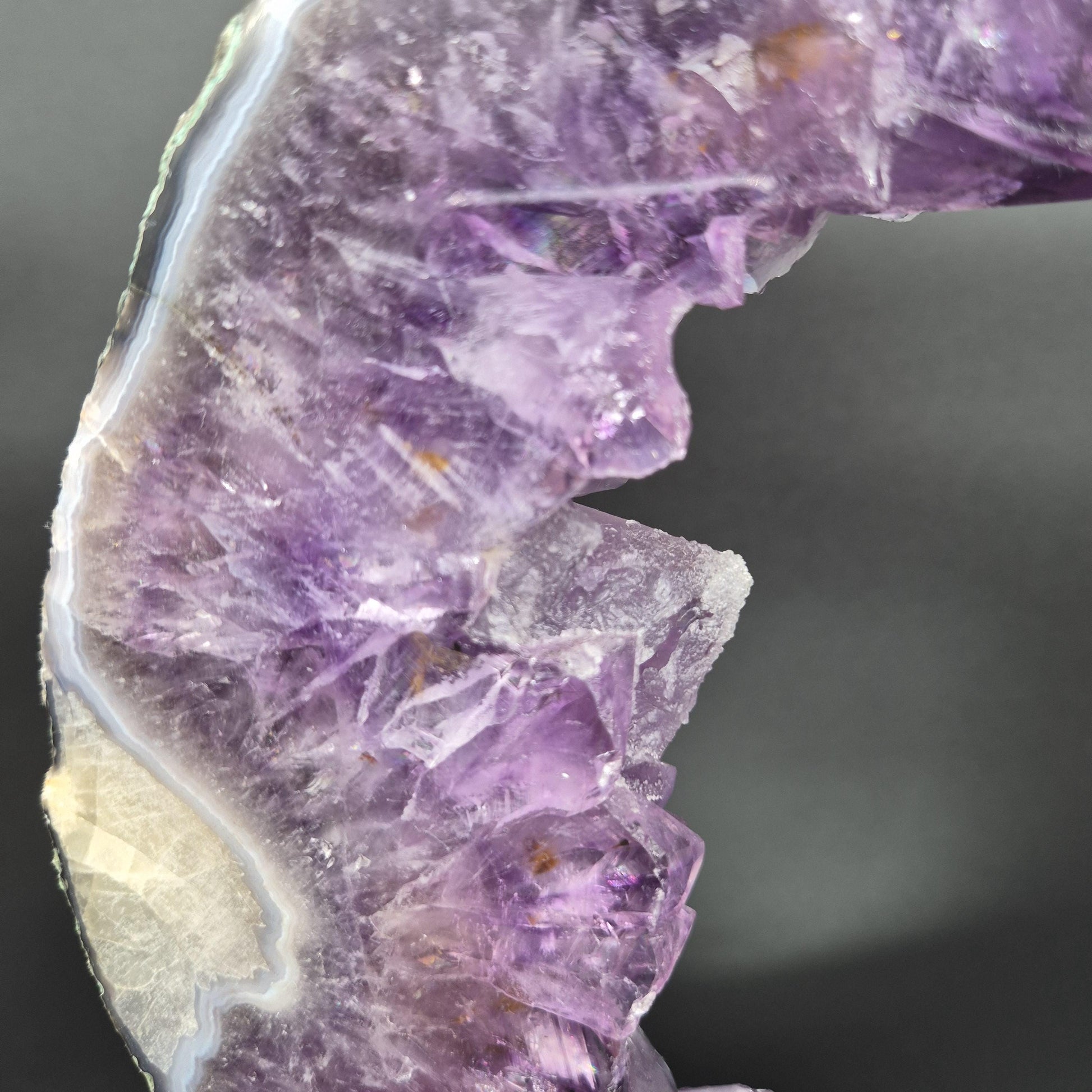 Amethyst Portal with Calcite Large Brazilian Crystal Slab 8.59 lb 17x11x1.5 Statement Display Piece Crystal Hoarder