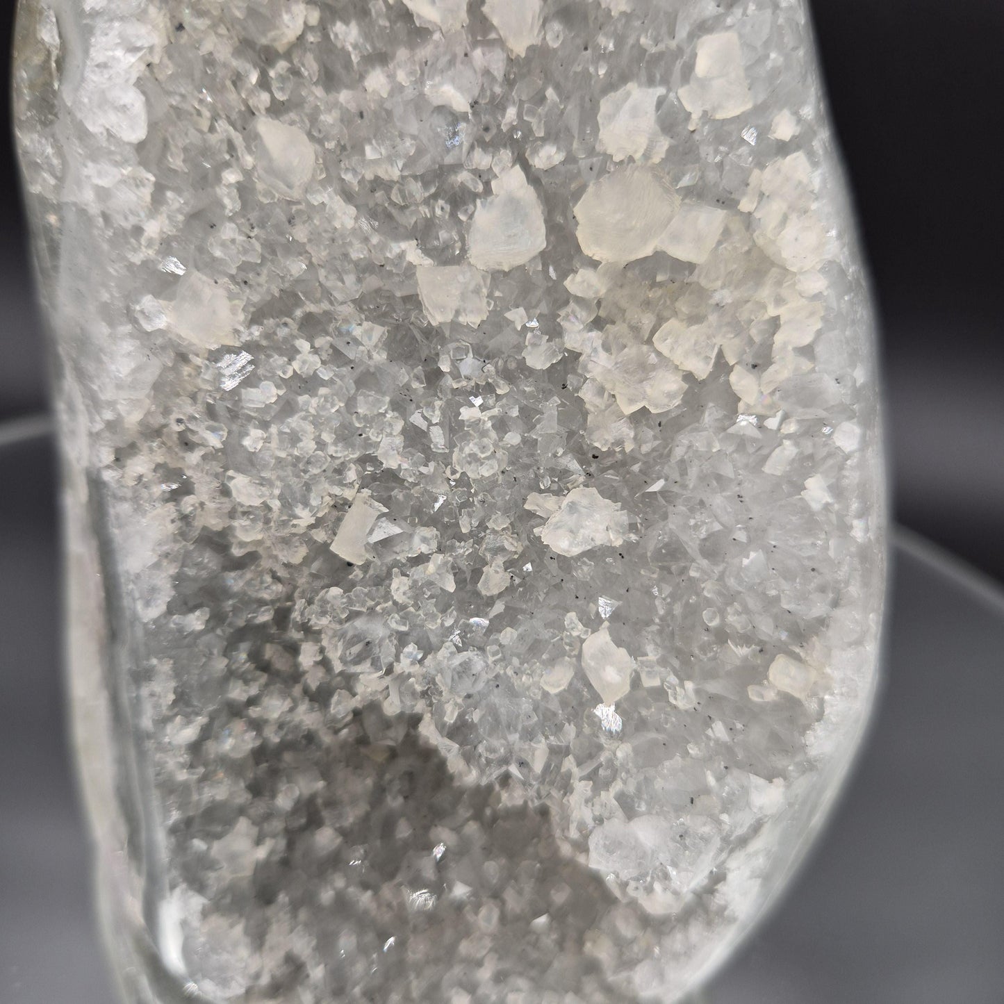 Green Amethyst Druzy with Calcite Cut Base 4.34 lbs 7x4x4 Uruguay Crystal Hoarder