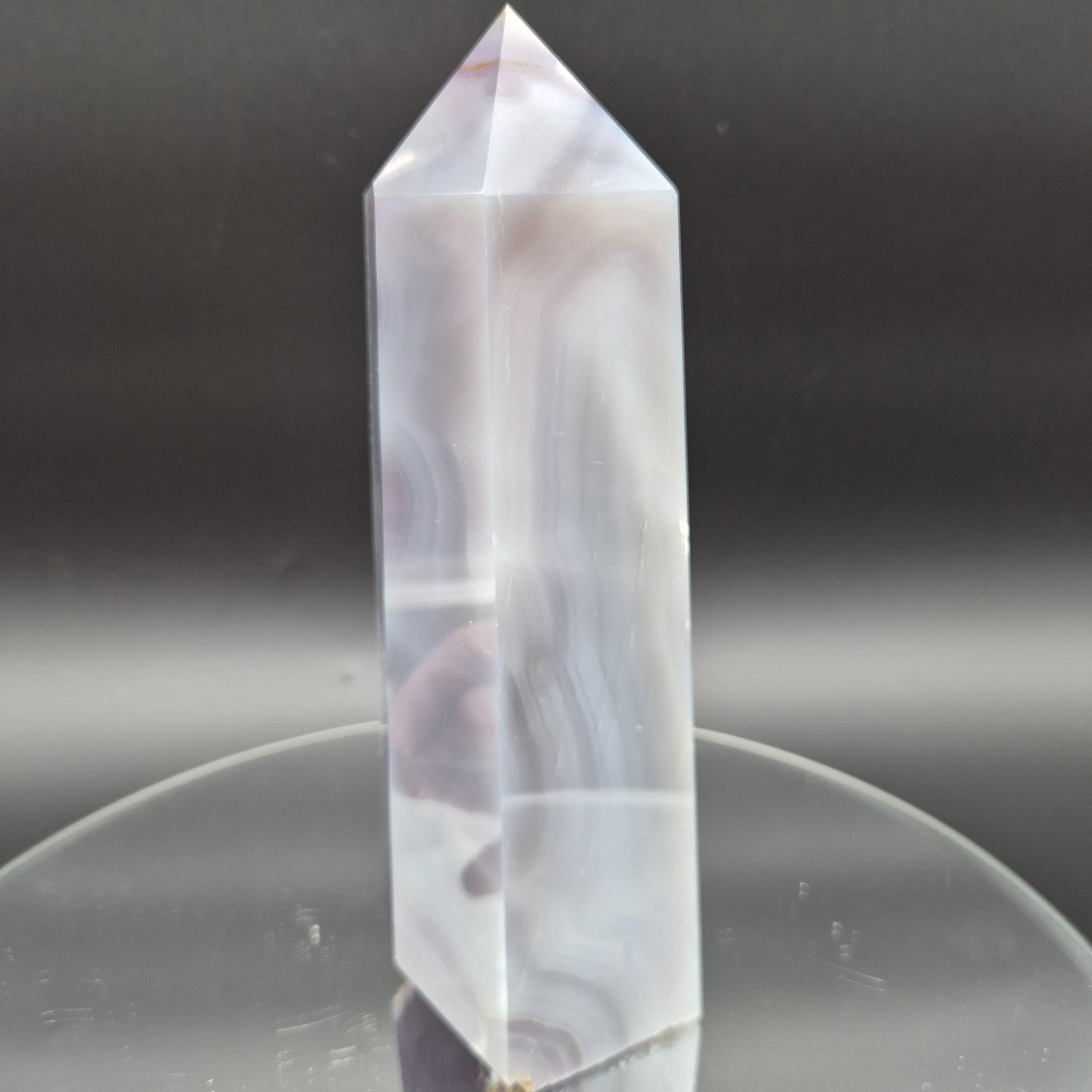 Blue Banded Agate Tower from Brazil – Polished Crystal Point – 3.01 lb 8.5" Display Specimen Crystal Hoarder