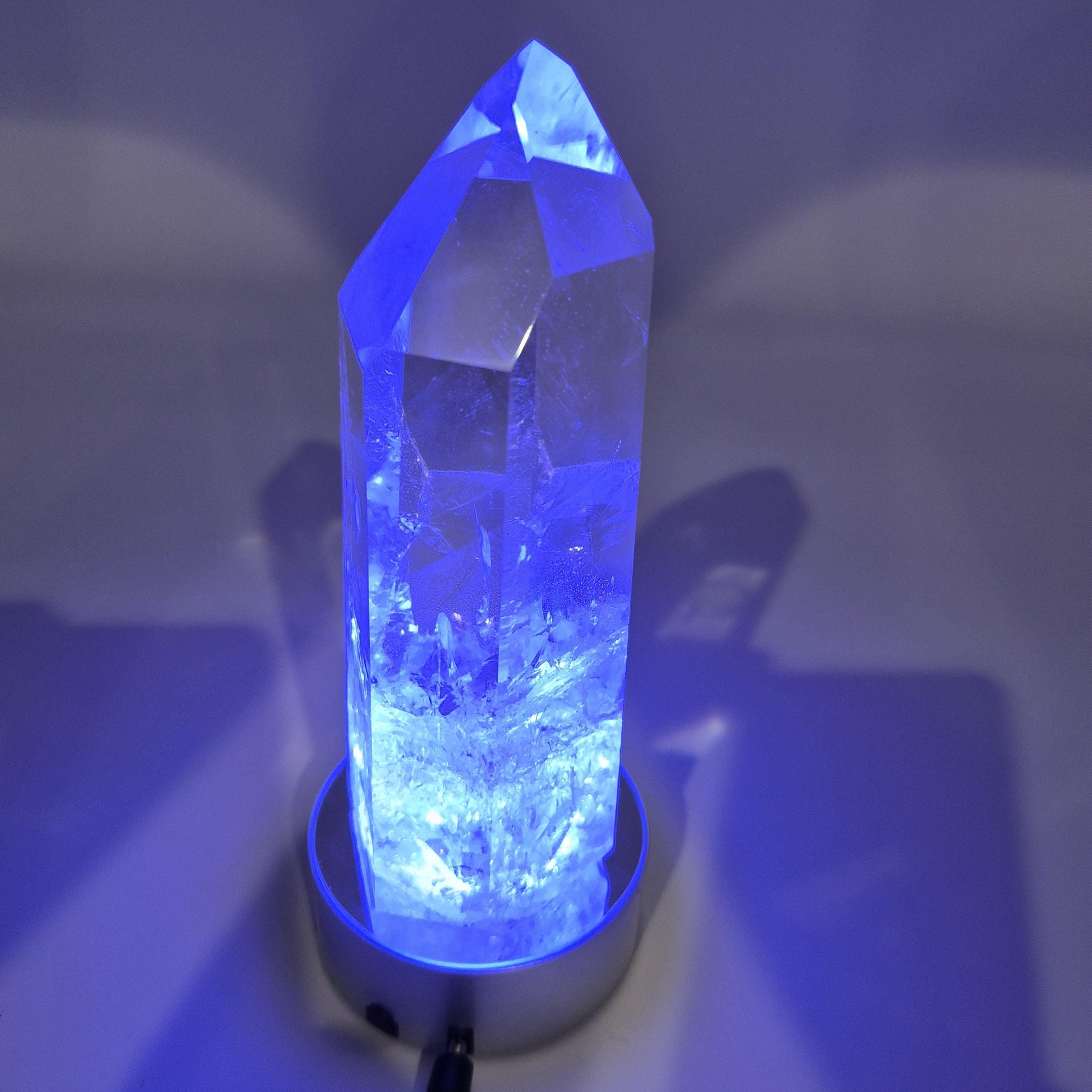 Water Clear Quartz Crystal Point with Inclusions - Brazil, 11oz Natural Specimen (Optional LED Base) Crystal Hoarder
