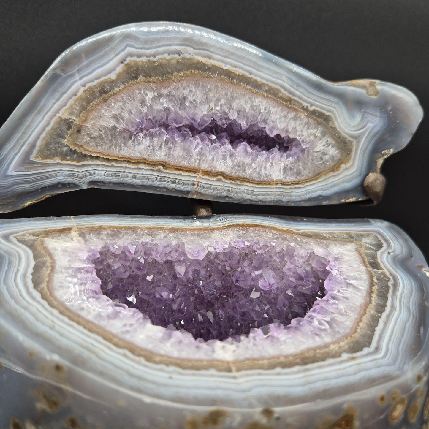 Decorative Amethyst with Blue Banded Agate Jewelry Box Uruguay 9.09 lb 8x7.5x6 Crystal Display Geode Crystal Hoarder
