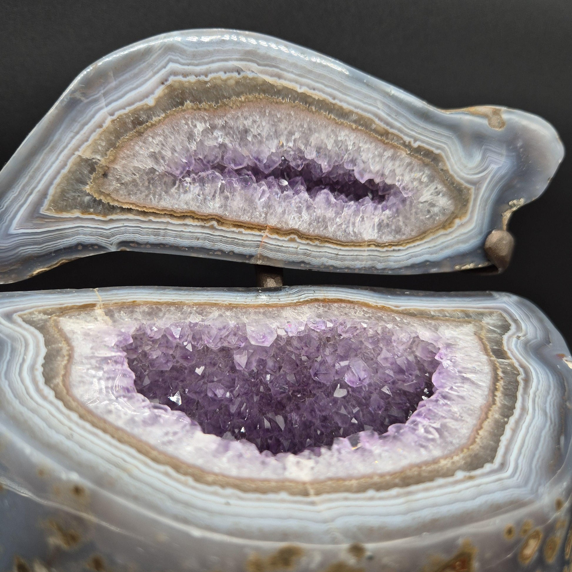 Decorative Amethyst with Blue Banded Agate Jewelry Box Uruguay 9.09 lb 8x7.5x6 Crystal Display Geode Crystal Hoarder