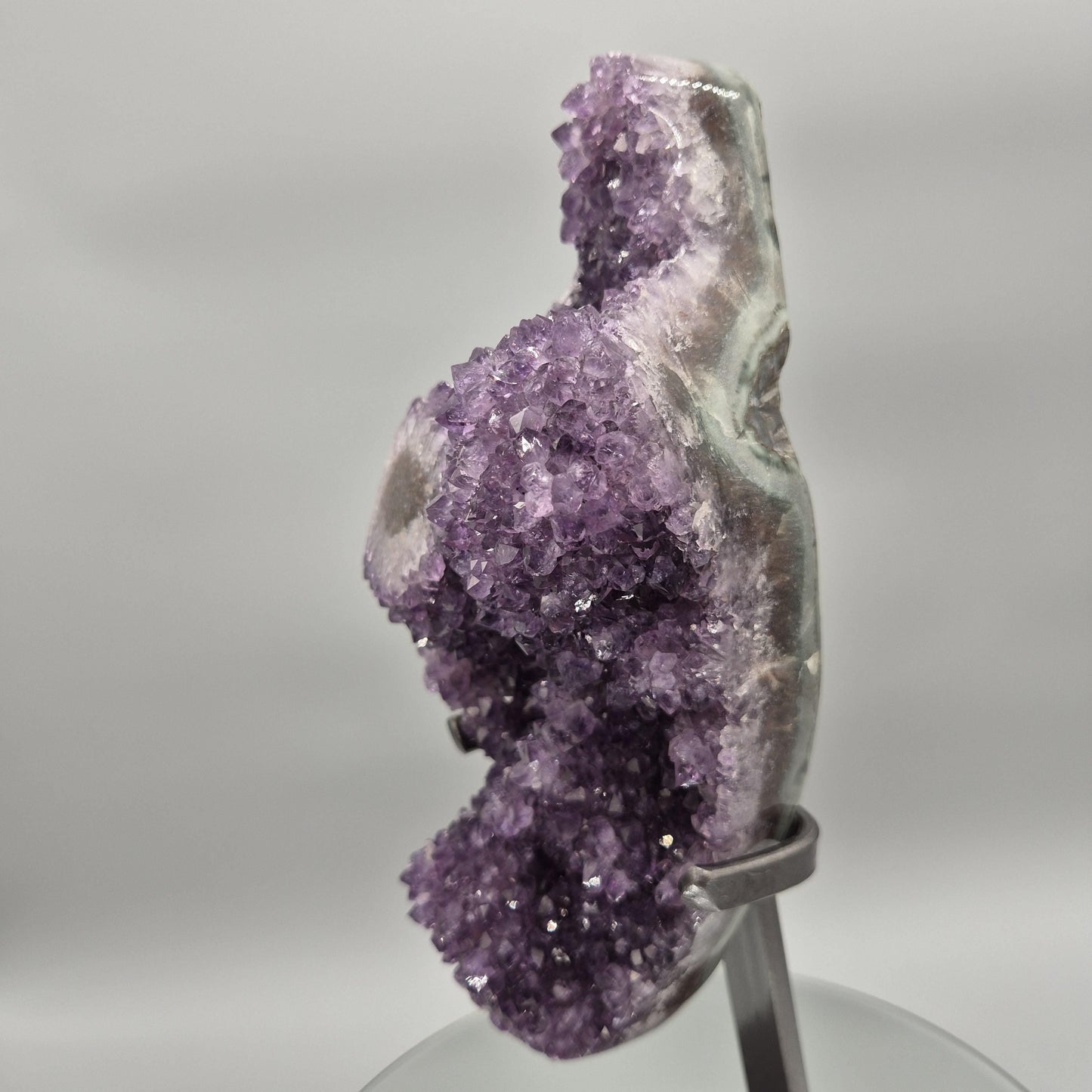 AAA+ Druzy Amethyst with Stalactite Eye on Stand - Uruguay Amethyst Specimen - 15in Tall Crystal Display - 9.375 lbs Crystal Hoarder