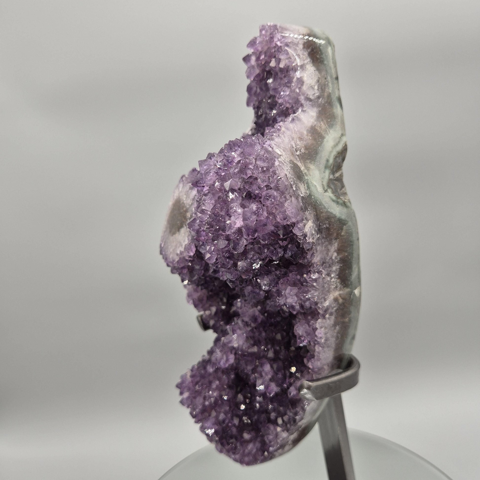 AAA+ Druzy Amethyst with Stalactite Eye on Stand - Uruguay Amethyst Specimen - 15in Tall Crystal Display - 9.375 lbs Crystal Hoarder