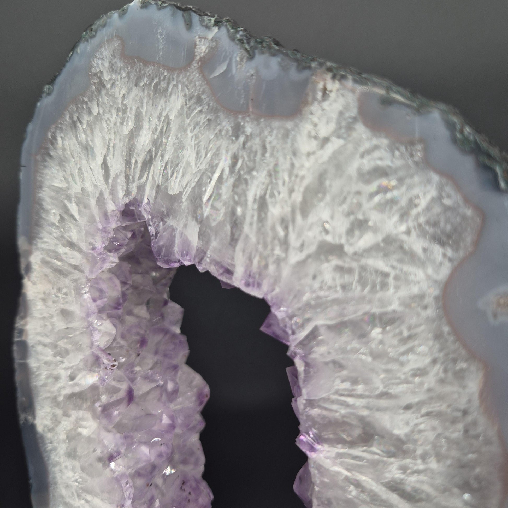 Amethyst Portal with Blue and Pink Agate Brazil 12x6.5x1.5 5.75 lbs Crystal Hoarder