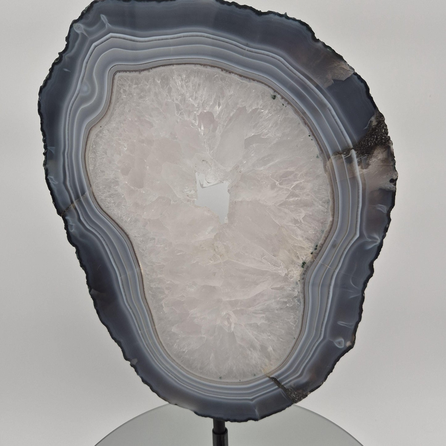 AAA+ Blue Banded Agate & Quartz Slab on Stand - Brazil - Backlit Crystal Display Crystal Hoarder